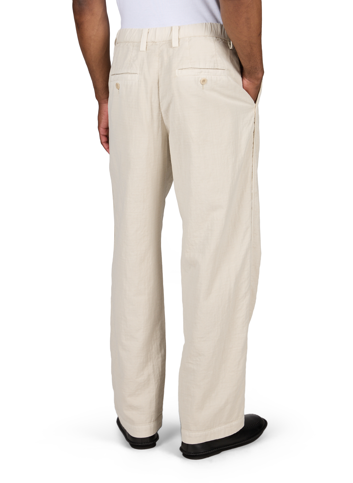 Pantalon droit élastiqué en coton ISSEY MIYAKE Beige