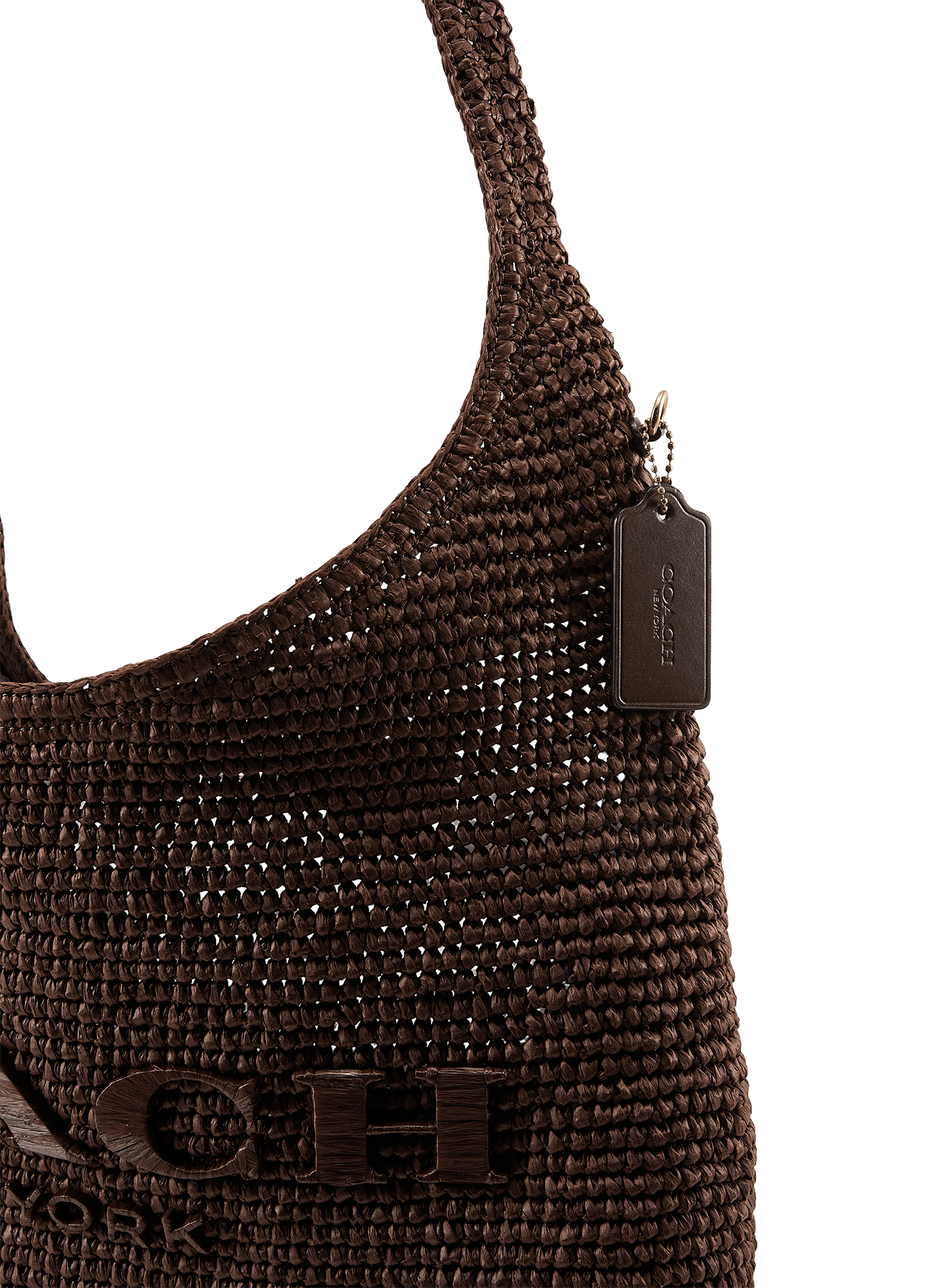 Sac porté épaule en paille COACH Marron