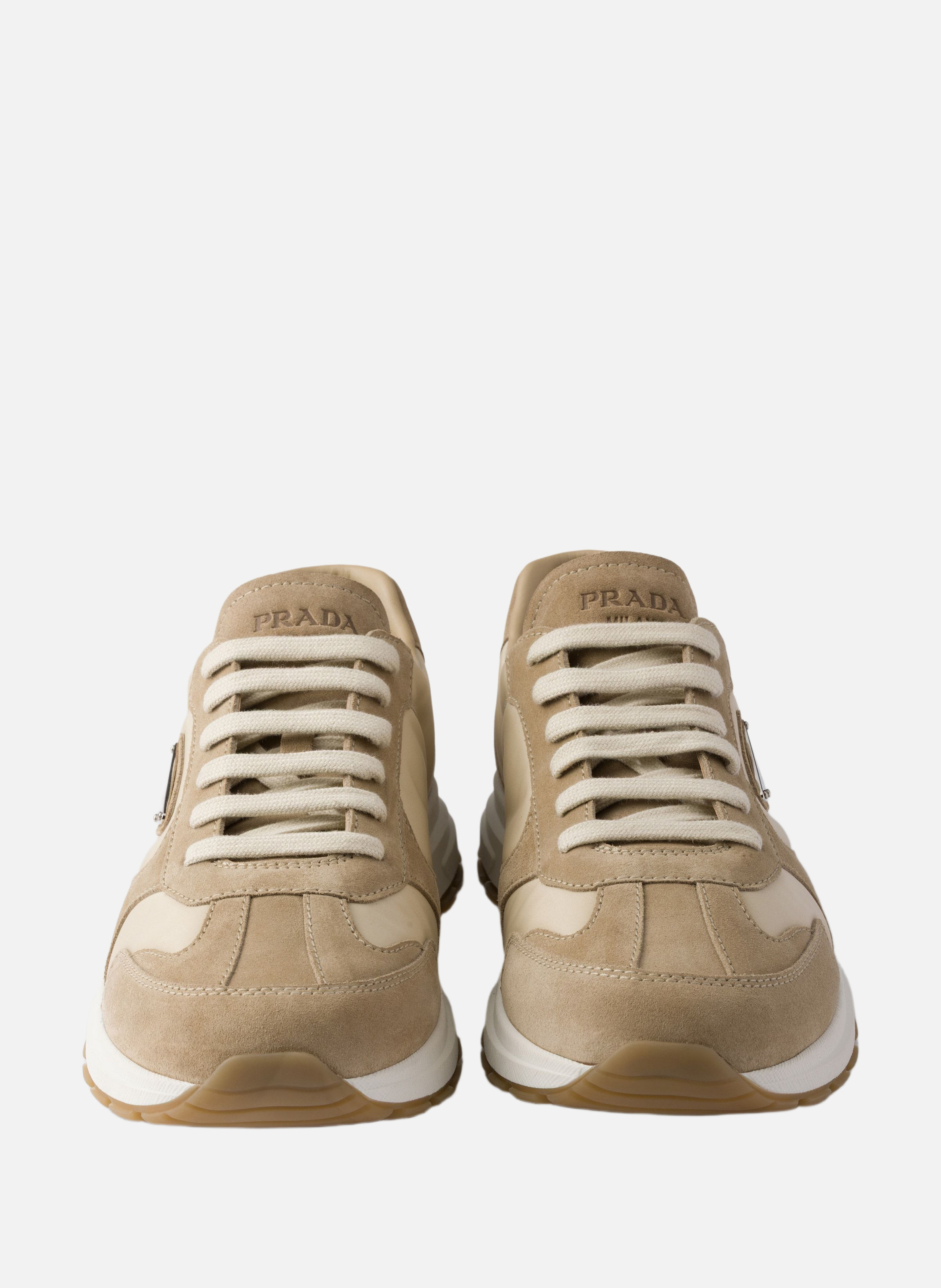 Sneakers prax en daim et re-nylon PRADA Beige