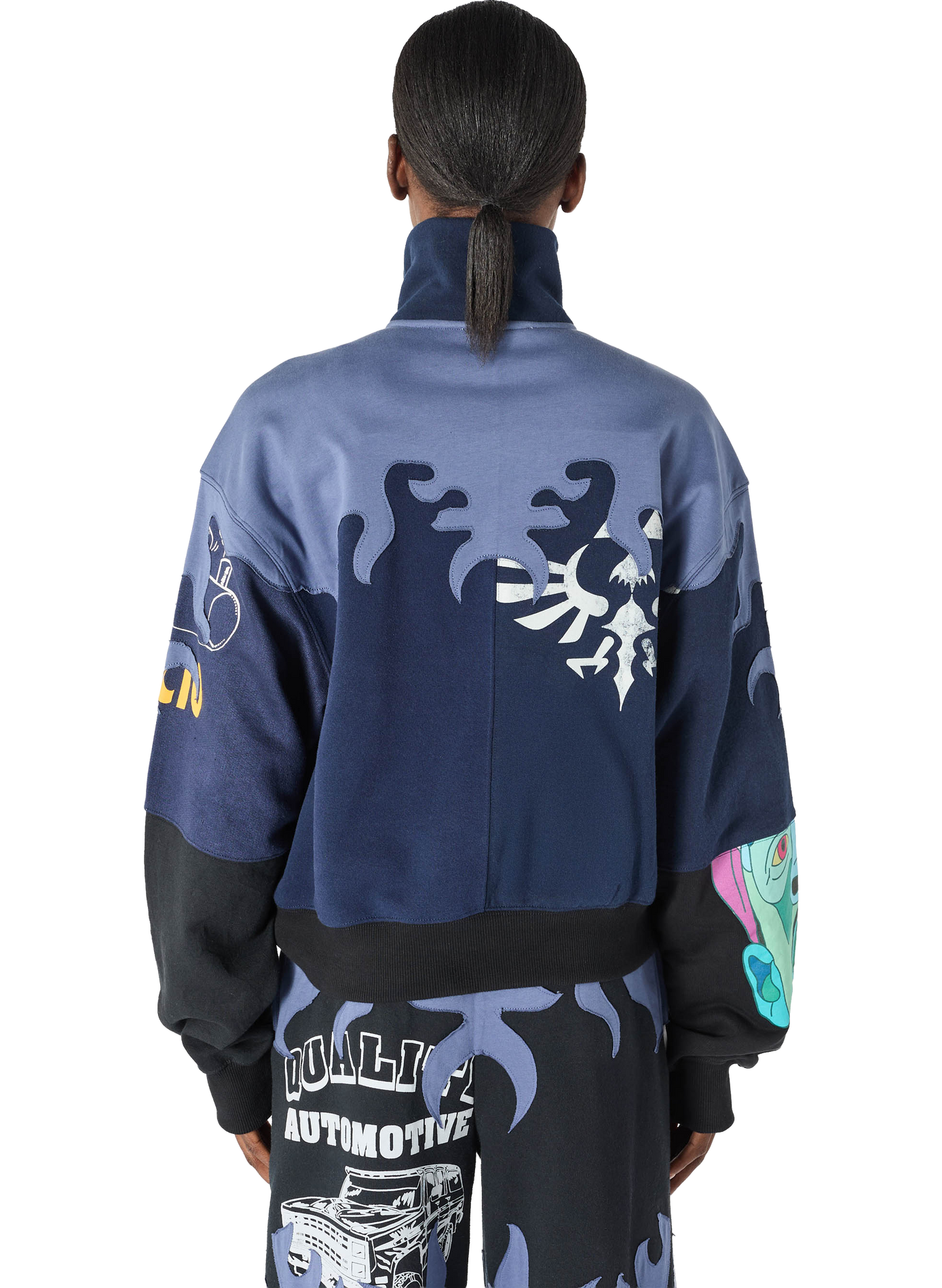 Sweatshirt en jersey upcyclé à patchs fleurs unisexe | Bleu MARINE SERRE Femme
