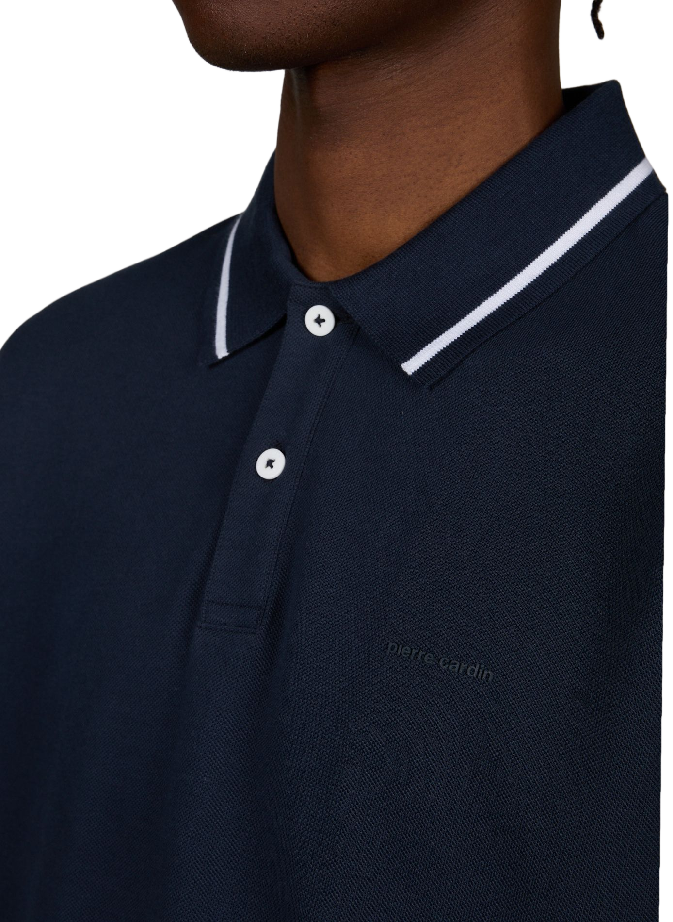 Polo à liseré contrastant en coton PIERRE CARDIN Bleu