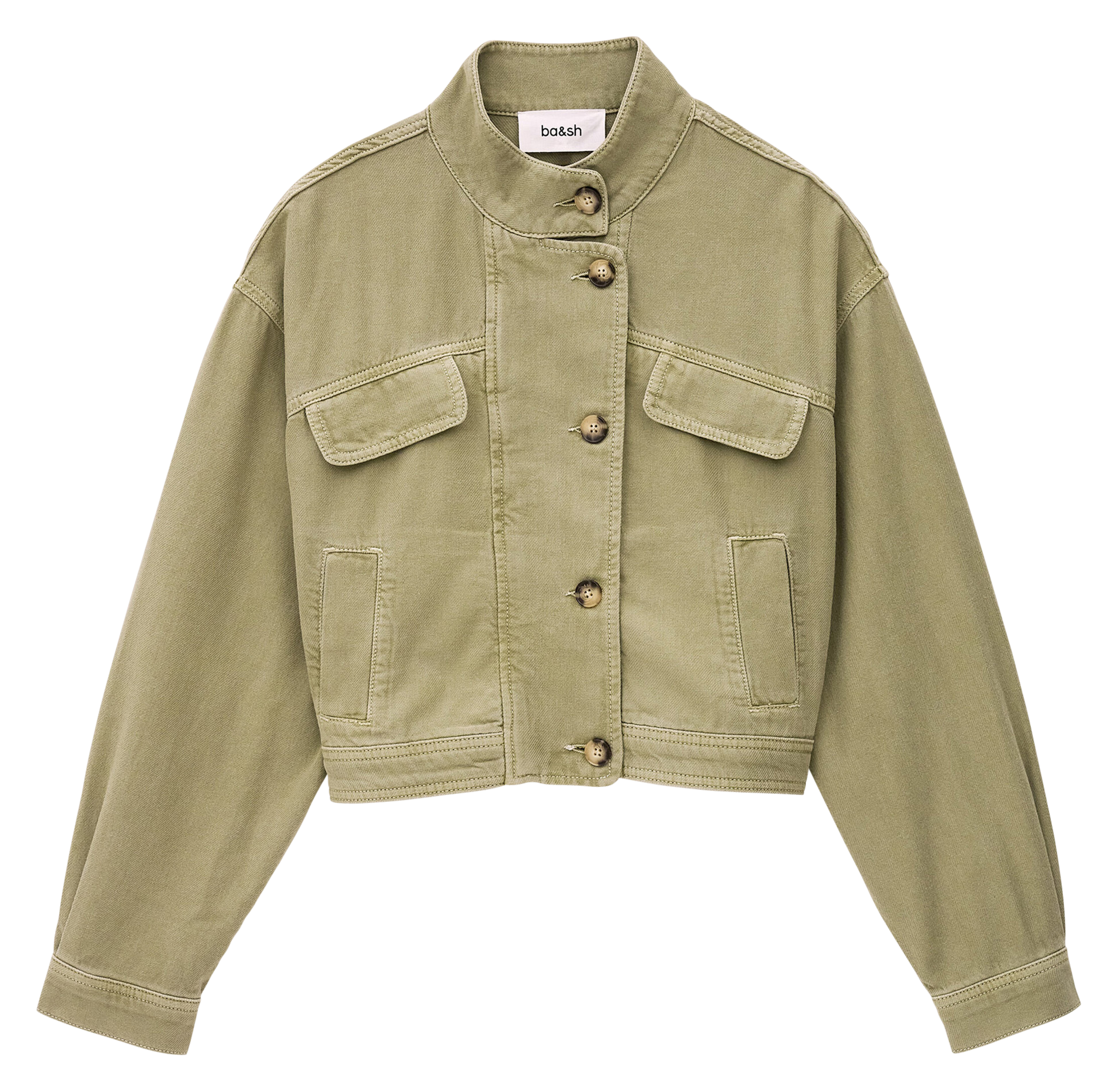 Veste courte ample en denim rallo BA&SH Vert
