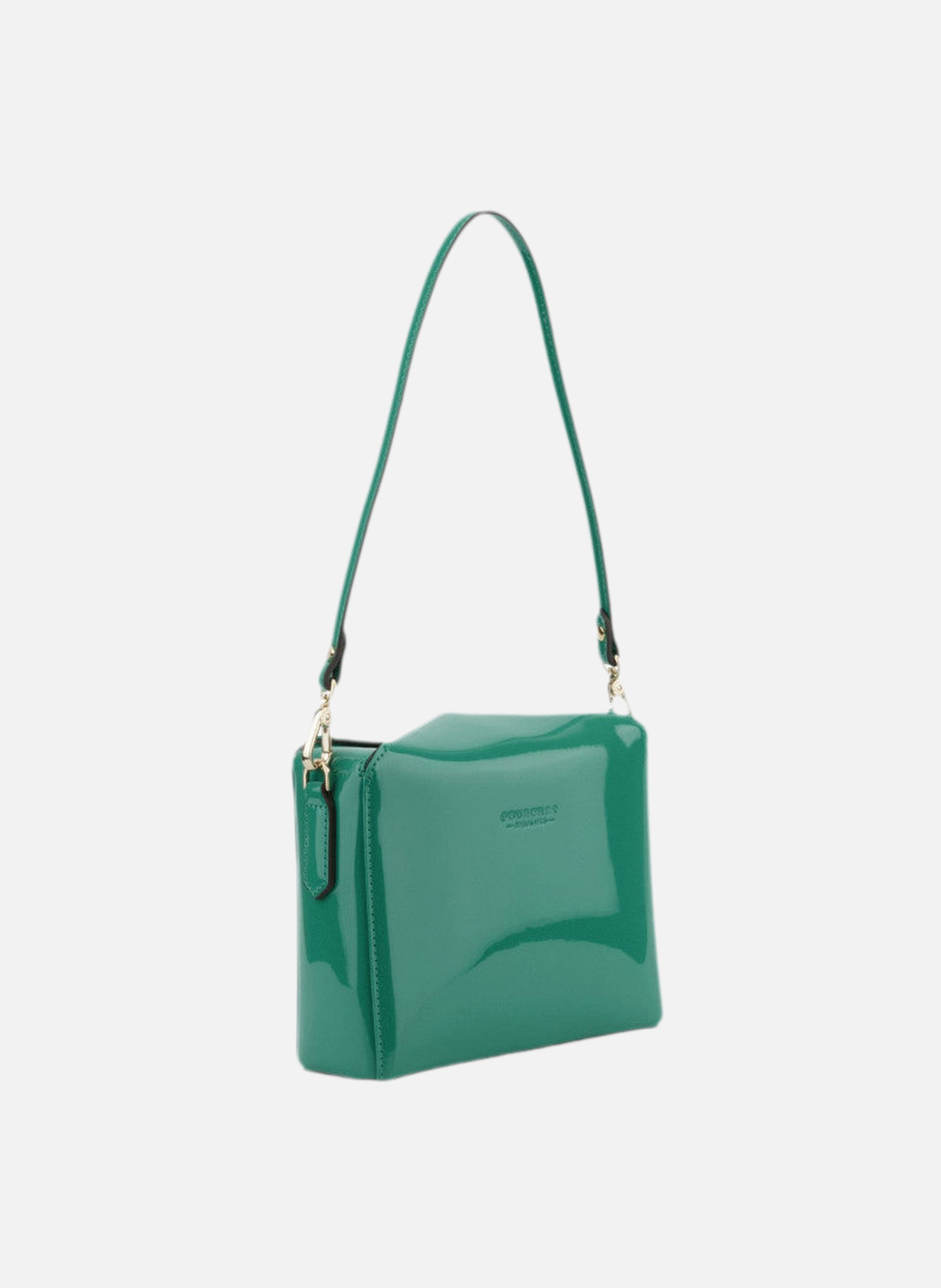 Cassetta vernis | sac porté épaule en cuir de vachette | Vert POURCHET Femme