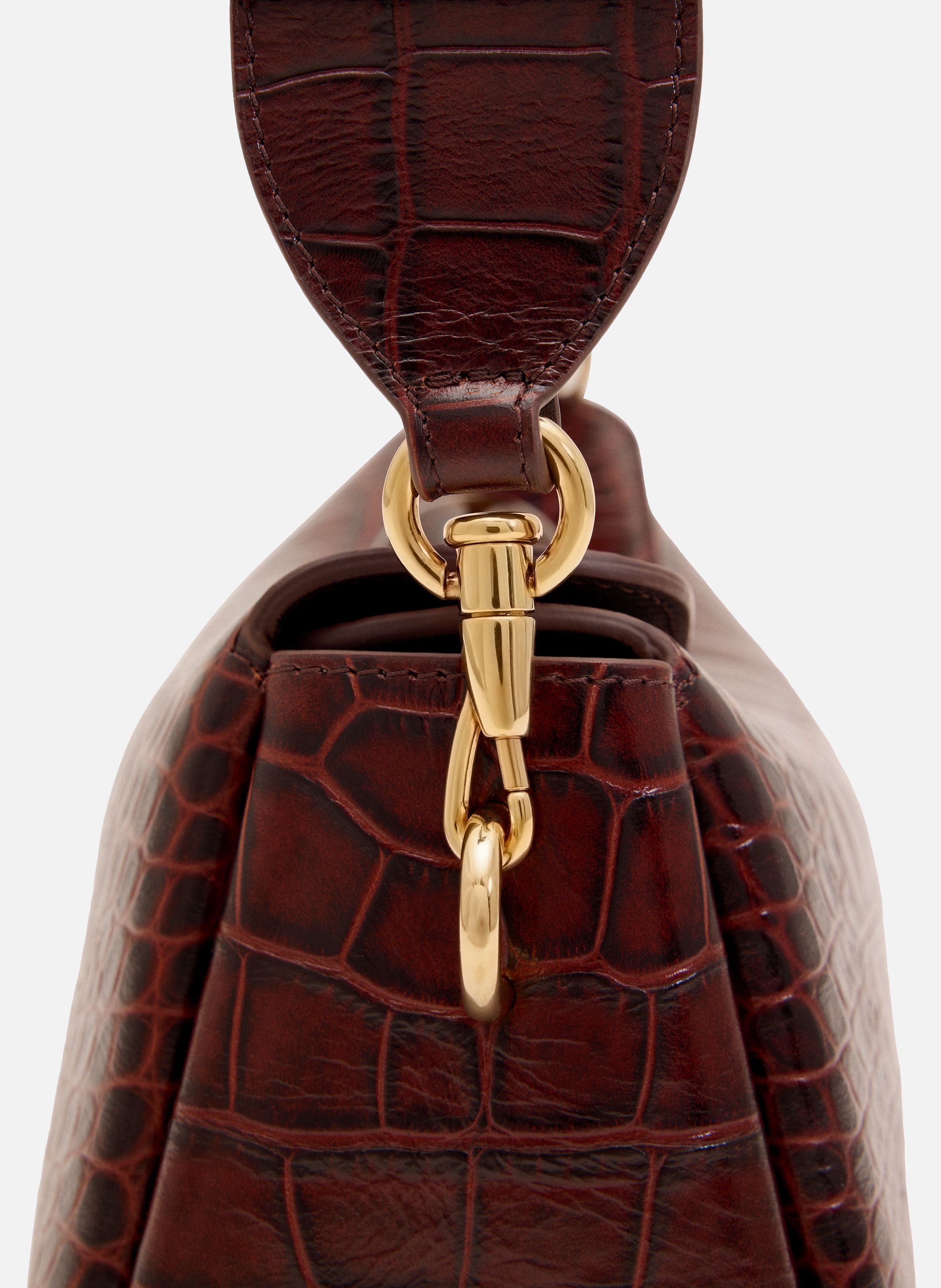 Sac carrousel unisexe en cuir de veau embossé crocodile AMI PARIS Marron