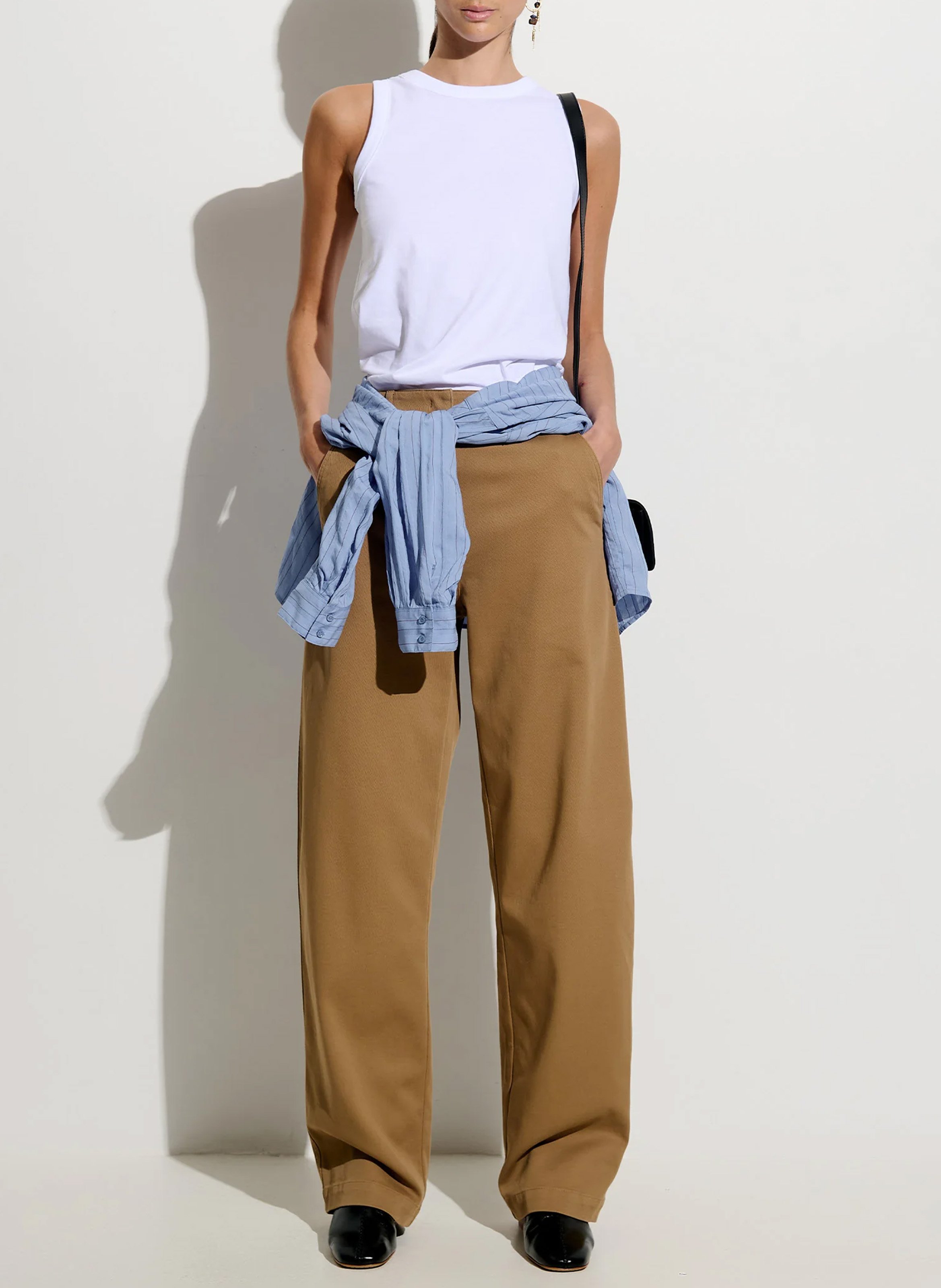 Pantalon large en coton mélangé milo SESSUN Beige