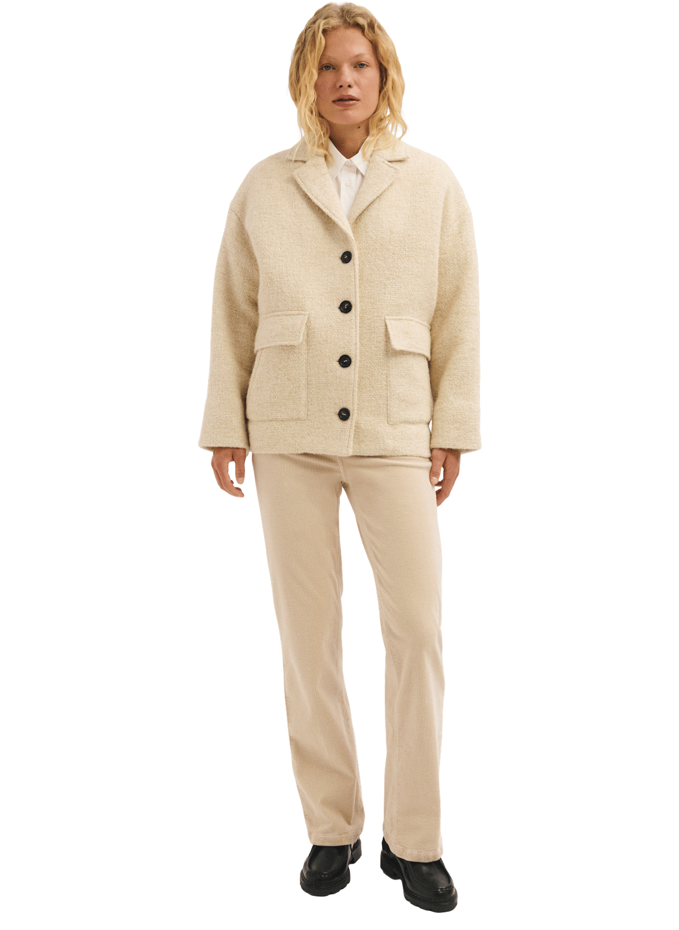 Manteau court en tweed uni - arly PABLO Beige