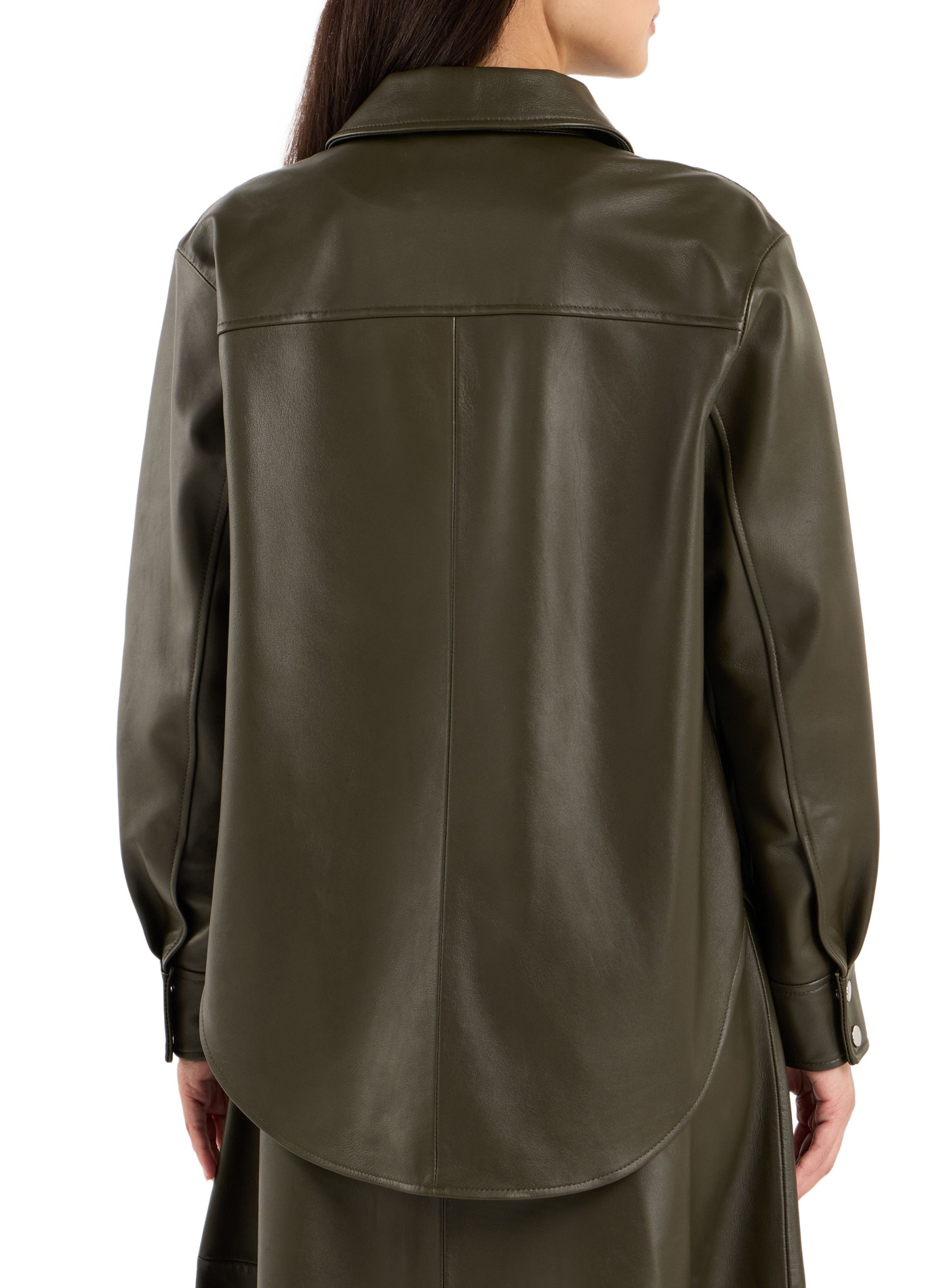 Classic leather collar shirt SAISON 1865 Khaki
