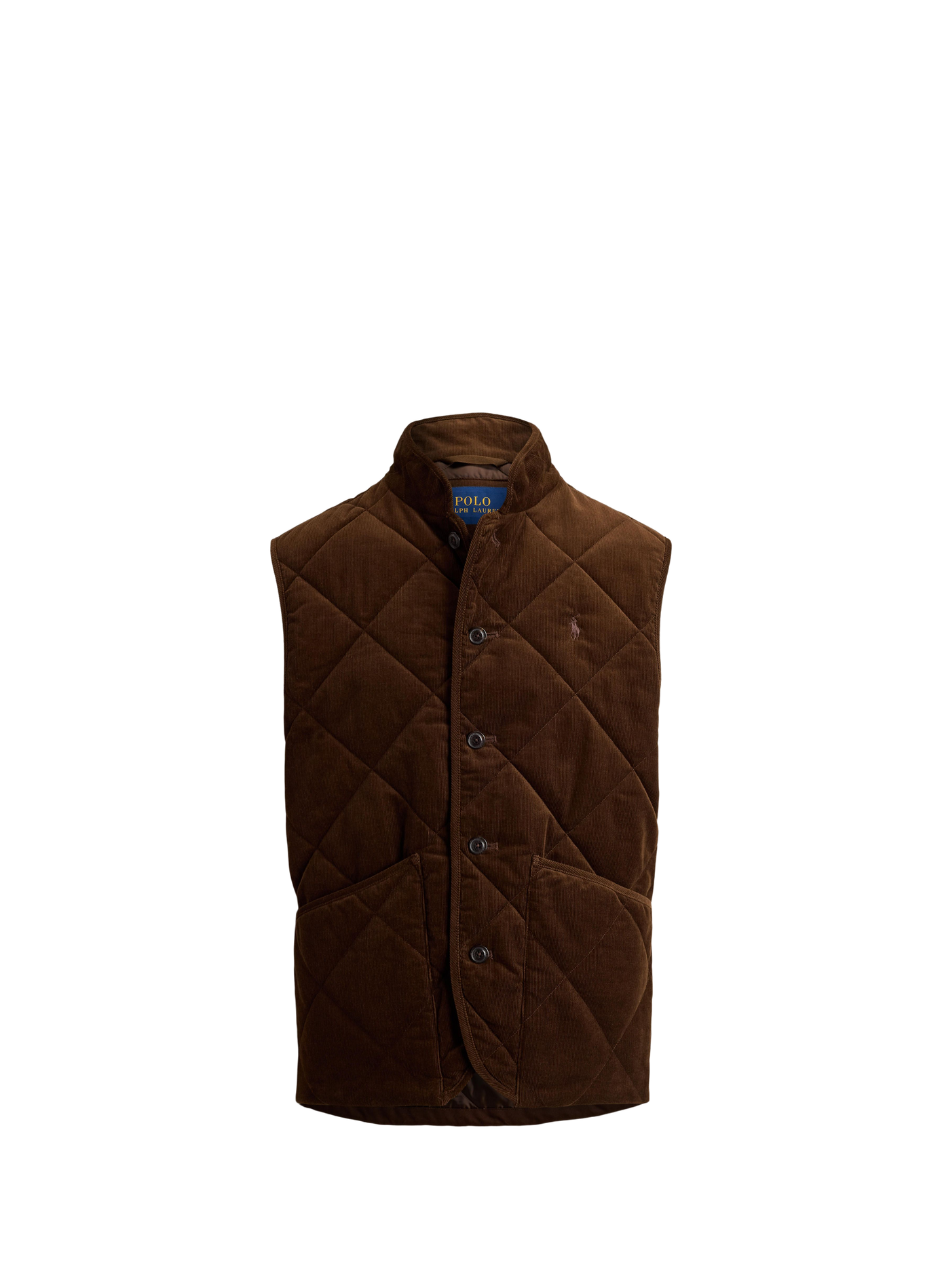 Quilted sleeveless cotton velvet vest POLO RALPH LAUREN Beige