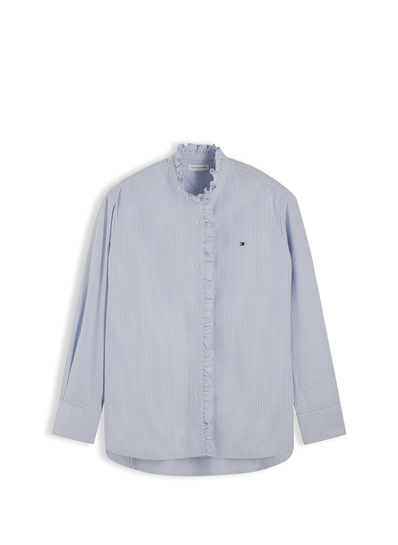 Striped cotton shirt with ruffles TOMMY HILFIGER Blue