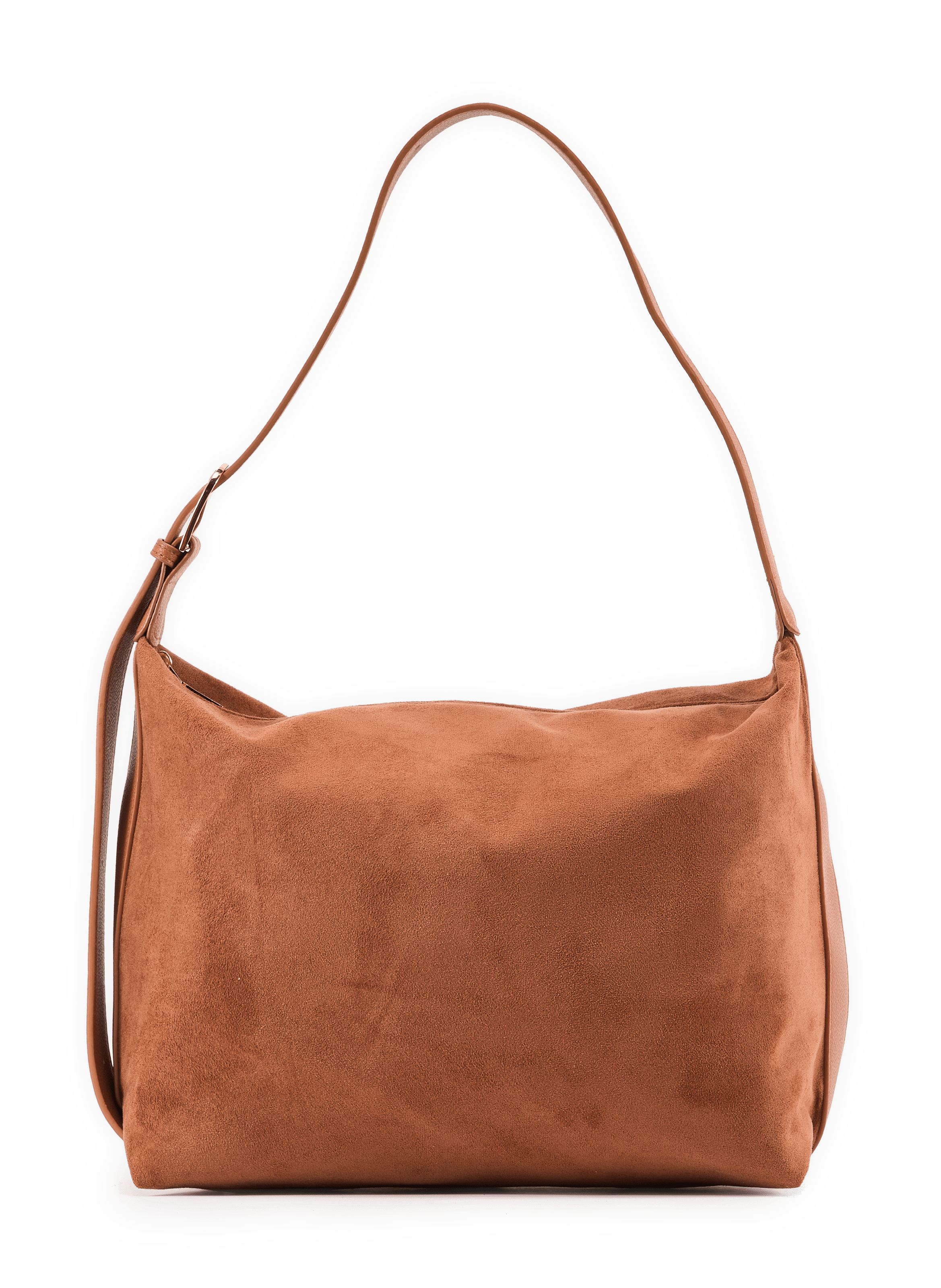 Zippered shoulder bag in suede effect AU PRINTEMPS PARIS Brown