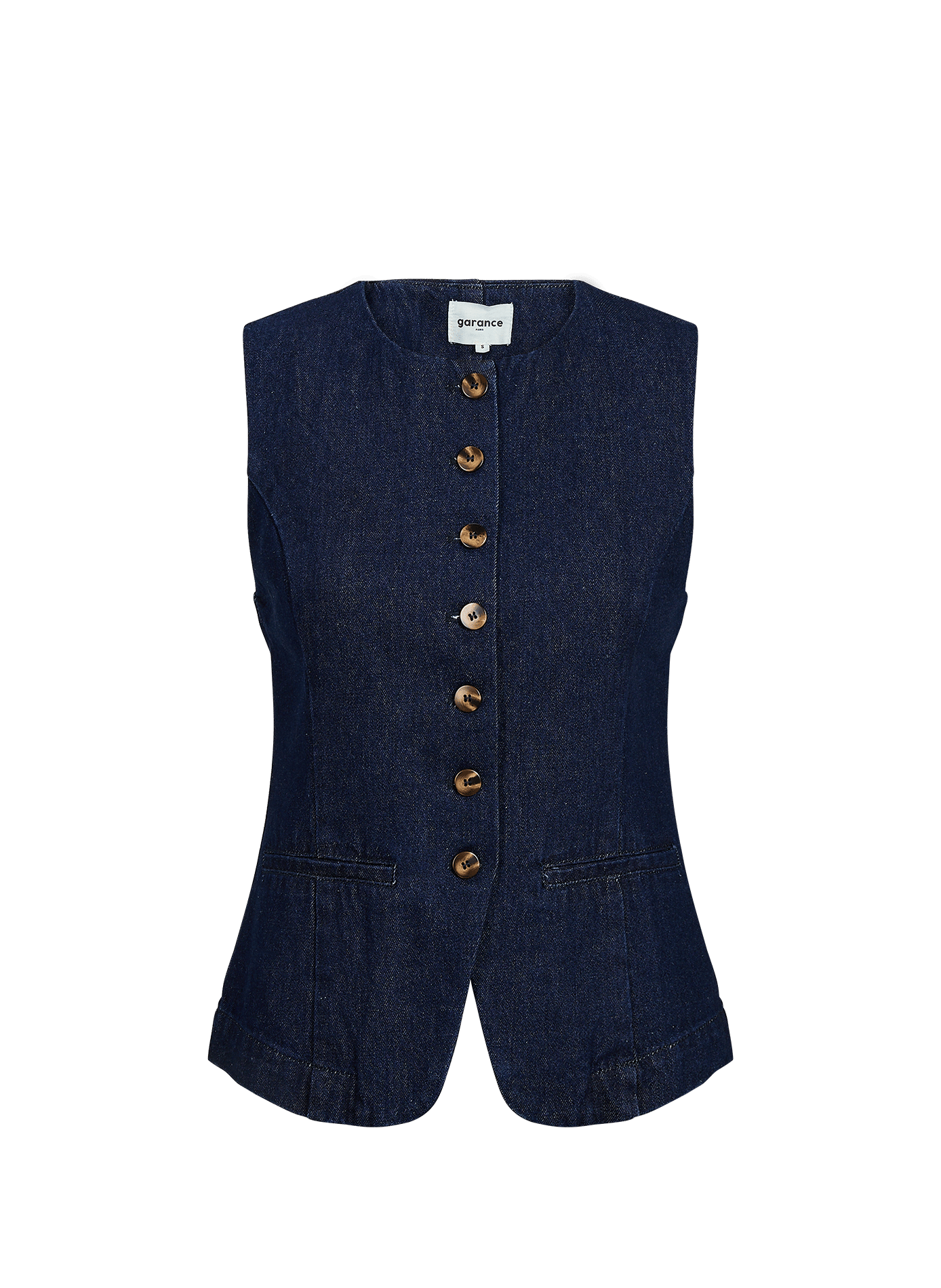 Veste sans manches en denim de coton GARANCE Blau