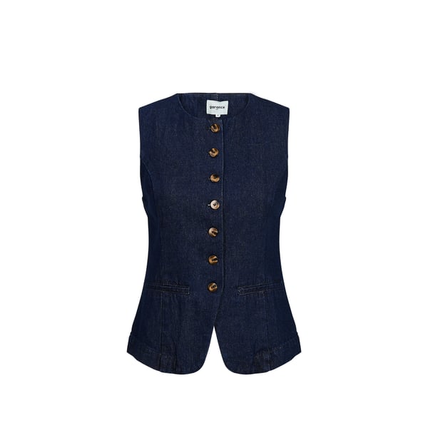 Veste sans manches en denim de coton Veste sans manches en denim de coton