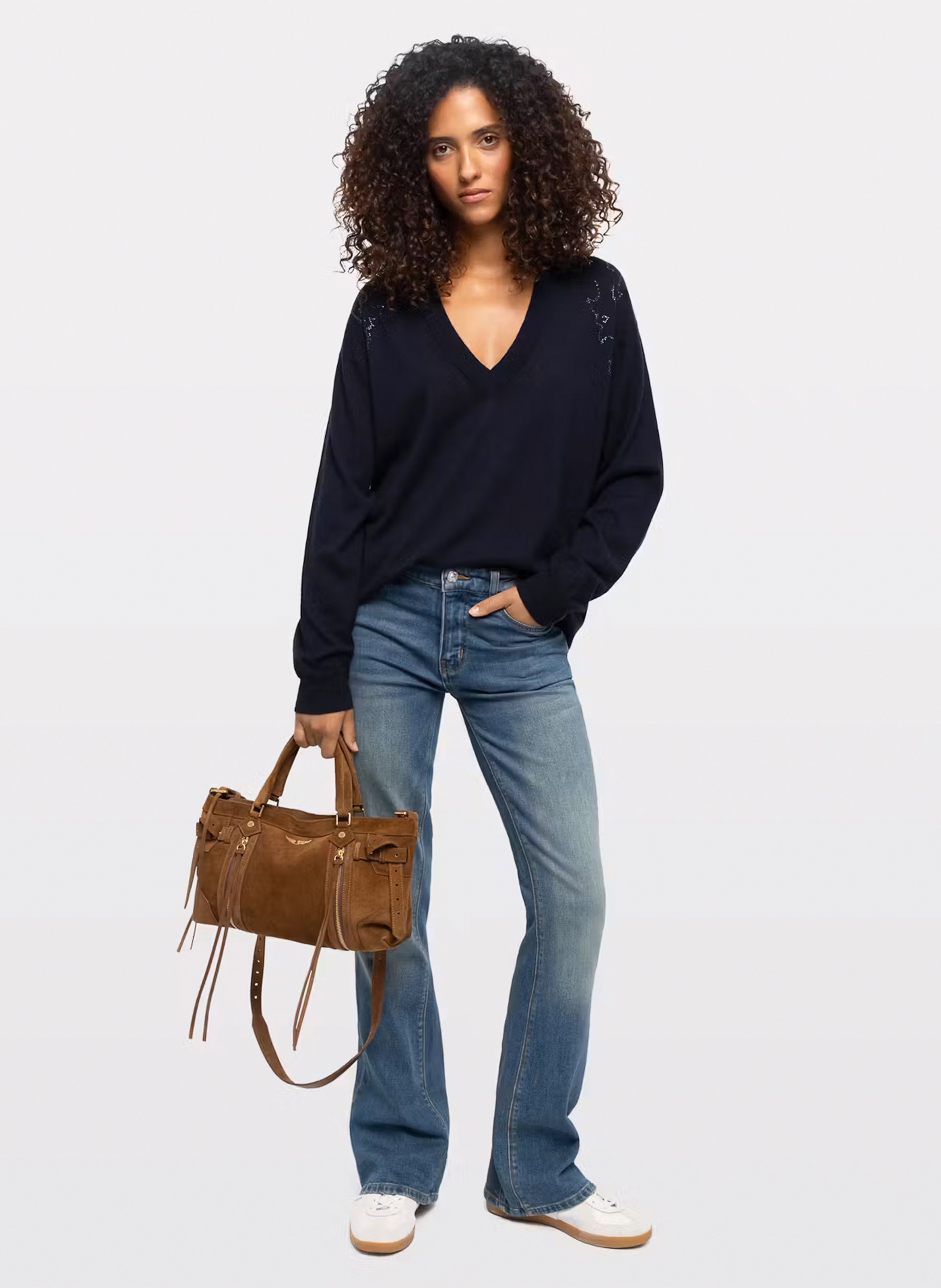 Pull ample à col v en cachemire swyny ZADIG&VOLTAIRE Bleu
