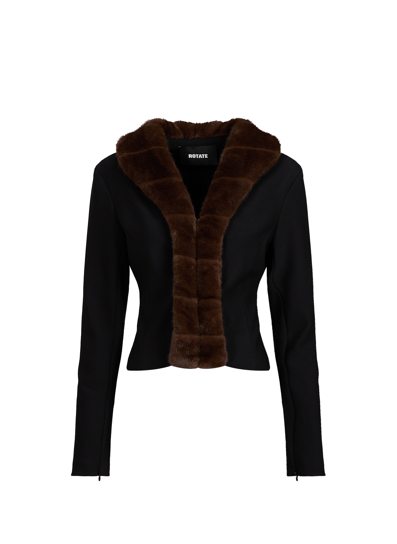 Veste ajustée col effet fourrure ROTATE Noir