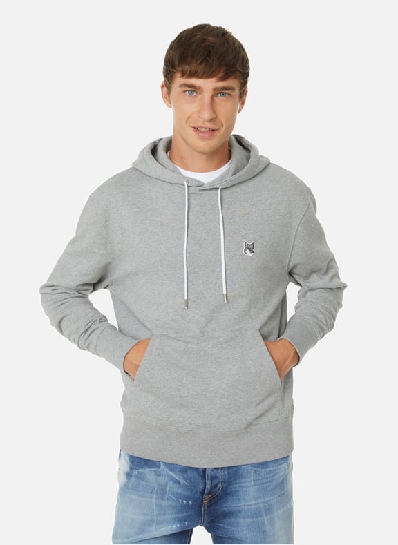 Hoodie Tête de renard gris en coton Gris by MAISON KITSUNÉ MAISON KITSUNÉ Hoodie Tête de renard gris en coton Gris