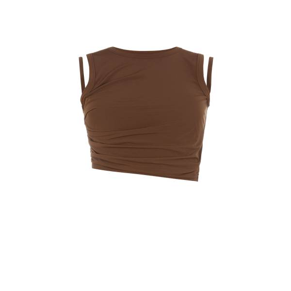 Helmut Lang Ruched Top With Straps In Brown