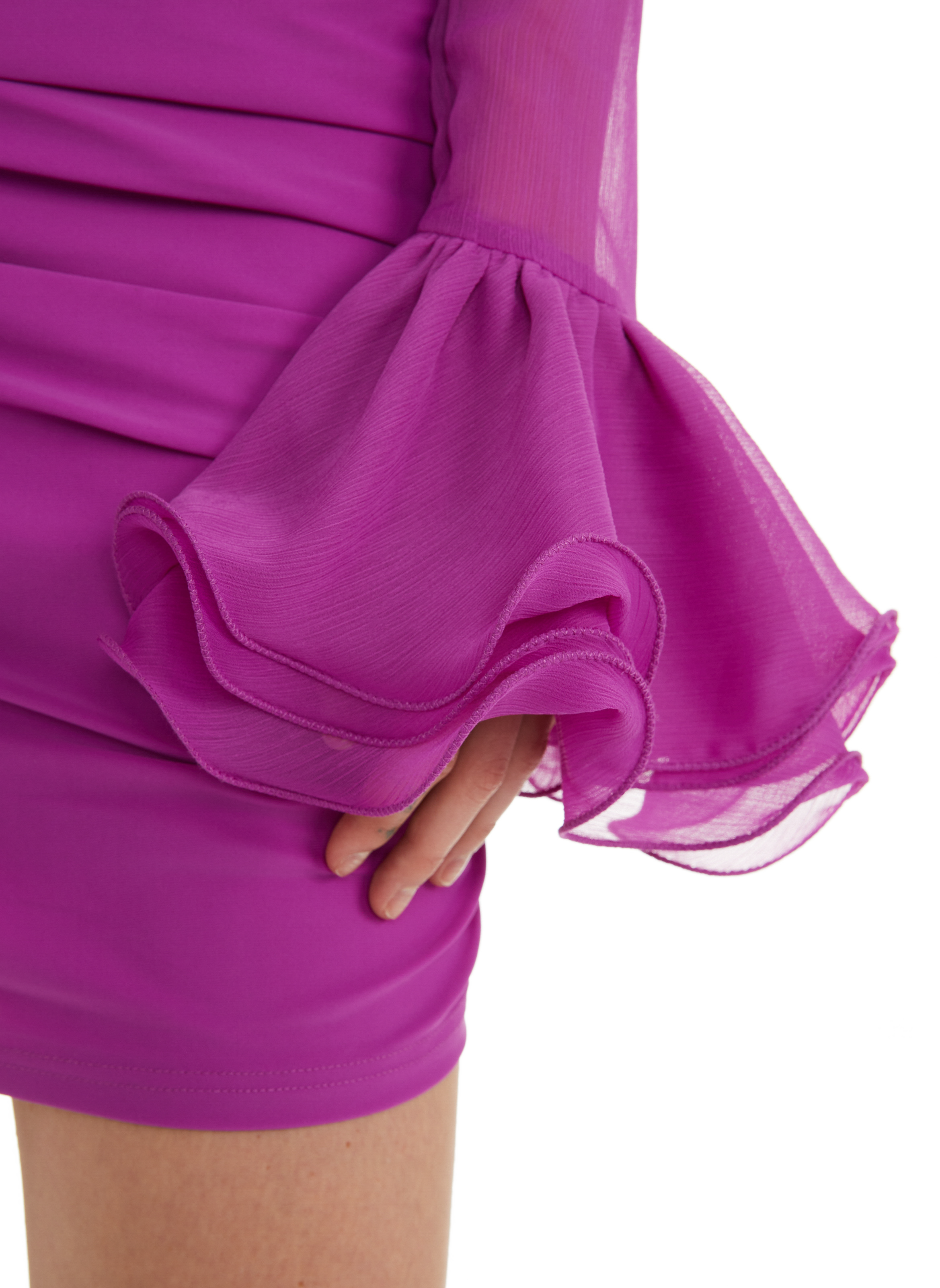 Robe courte froncée ROTATE Violet