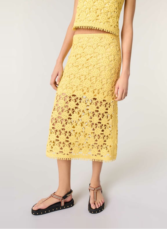 Jupe midi droite en coton Jaune by MAJE MAJE Jupe midi droite en coton Jaune