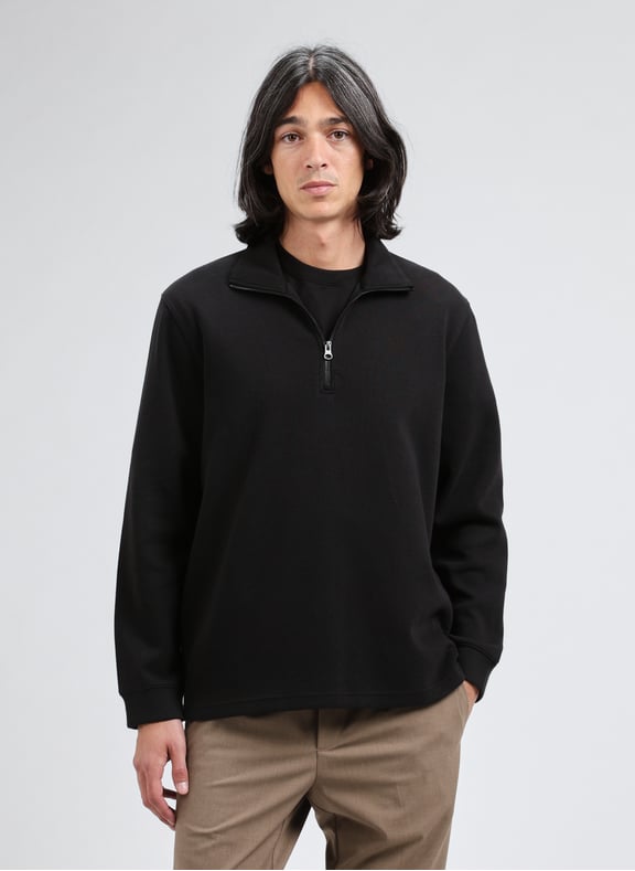 Pull col montant en coton mélangé Noir by SAMSOE SAMSOE SAMSOE SAMSOE Pull col montant en coton mélangé Noir
