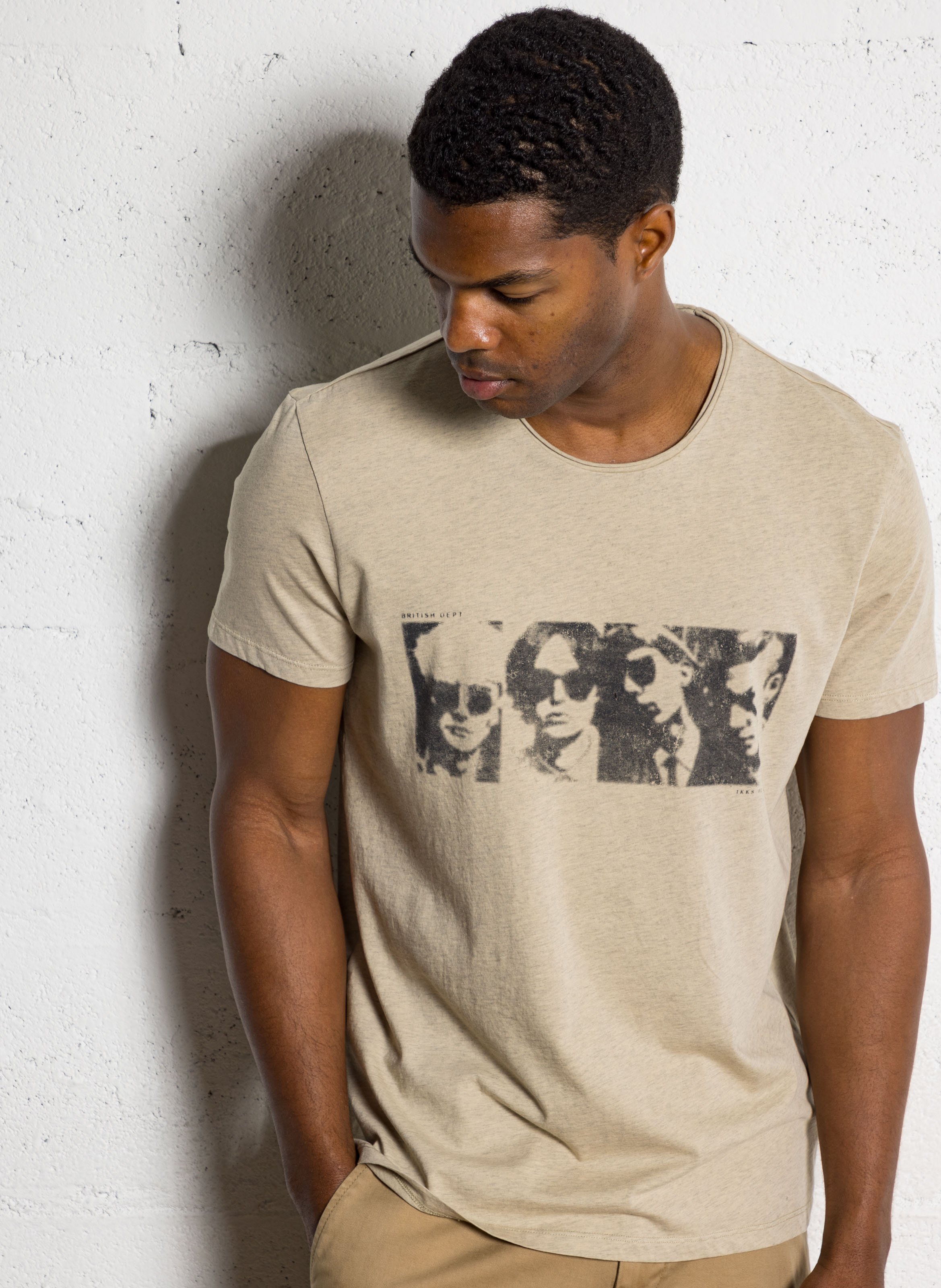 Tee-shirt droit à imprimé visages IKKS Beige