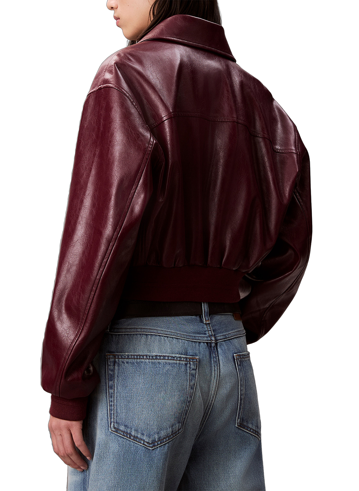 Bomber court en similicuir CALVIN KLEIN Rouge