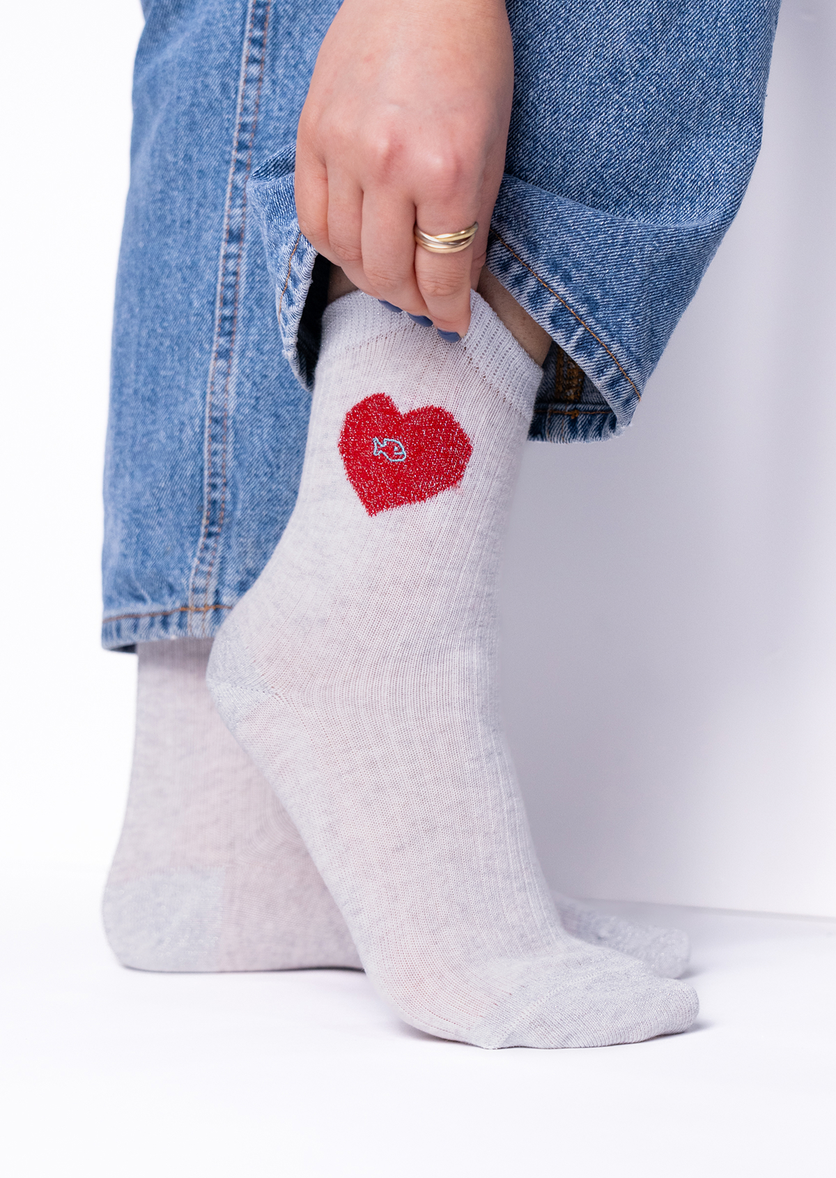 Chaussettes en coton peigné coeur BILLYBELT Blanc