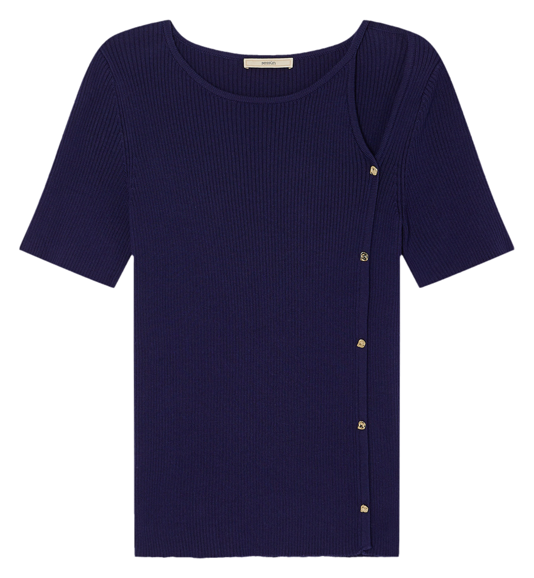 Pull moulant col rond en coton claro SESSUN Bleu