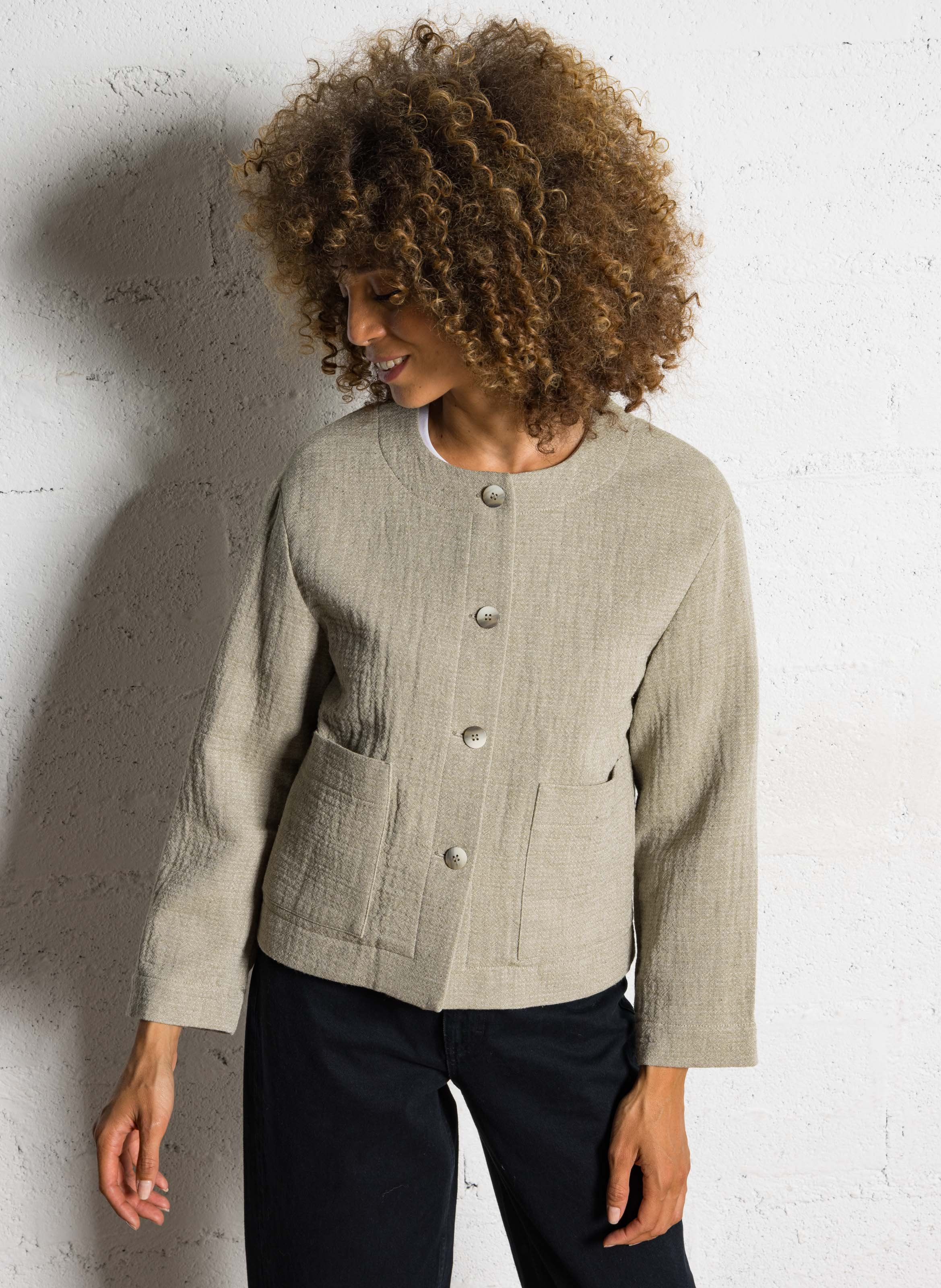 Veste courte boutonnée unie carmen MAISON 123 Vert