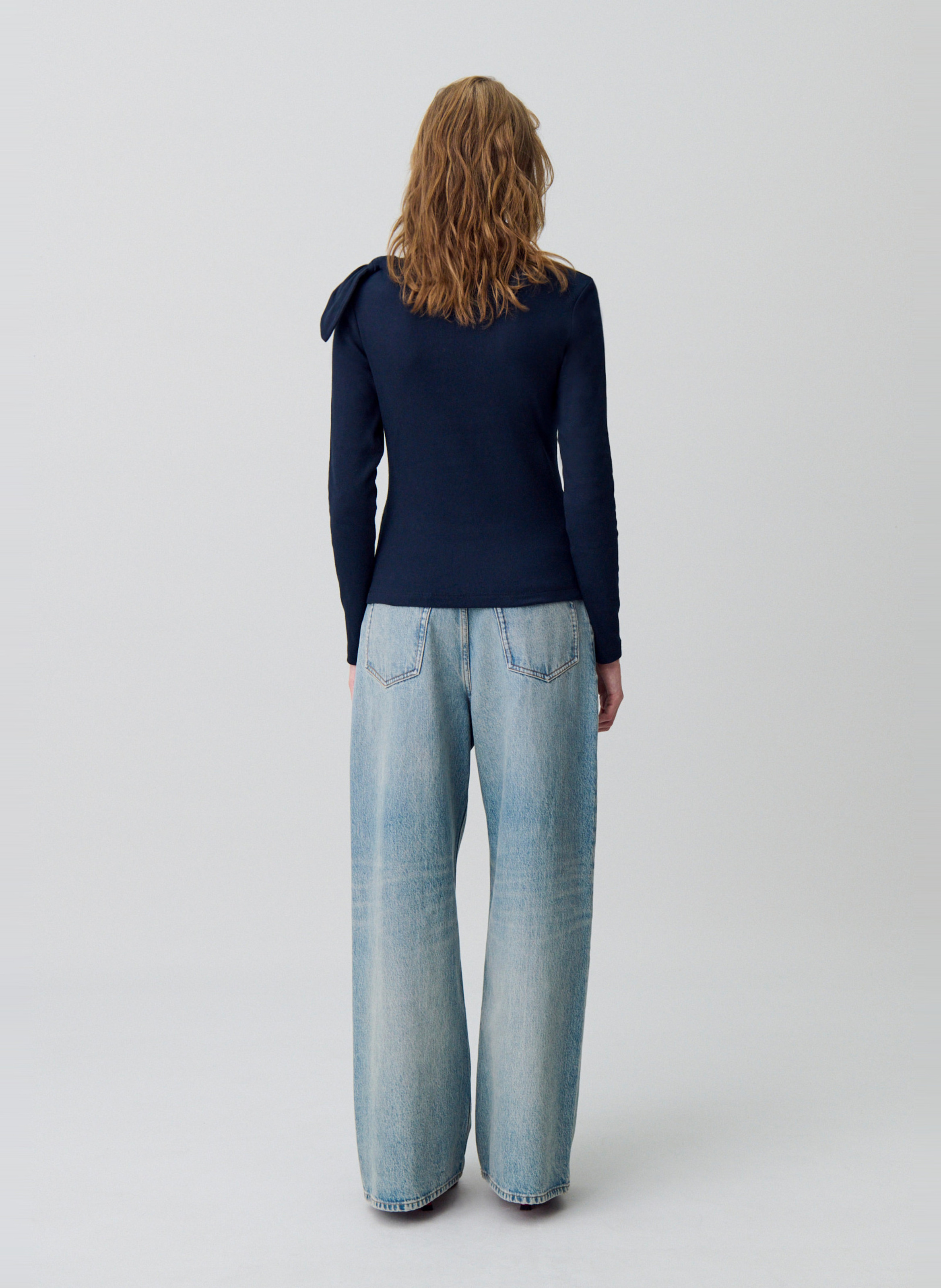 Pull en coton mélangé col rond timy CLAUDIE PIERLOT Bleu