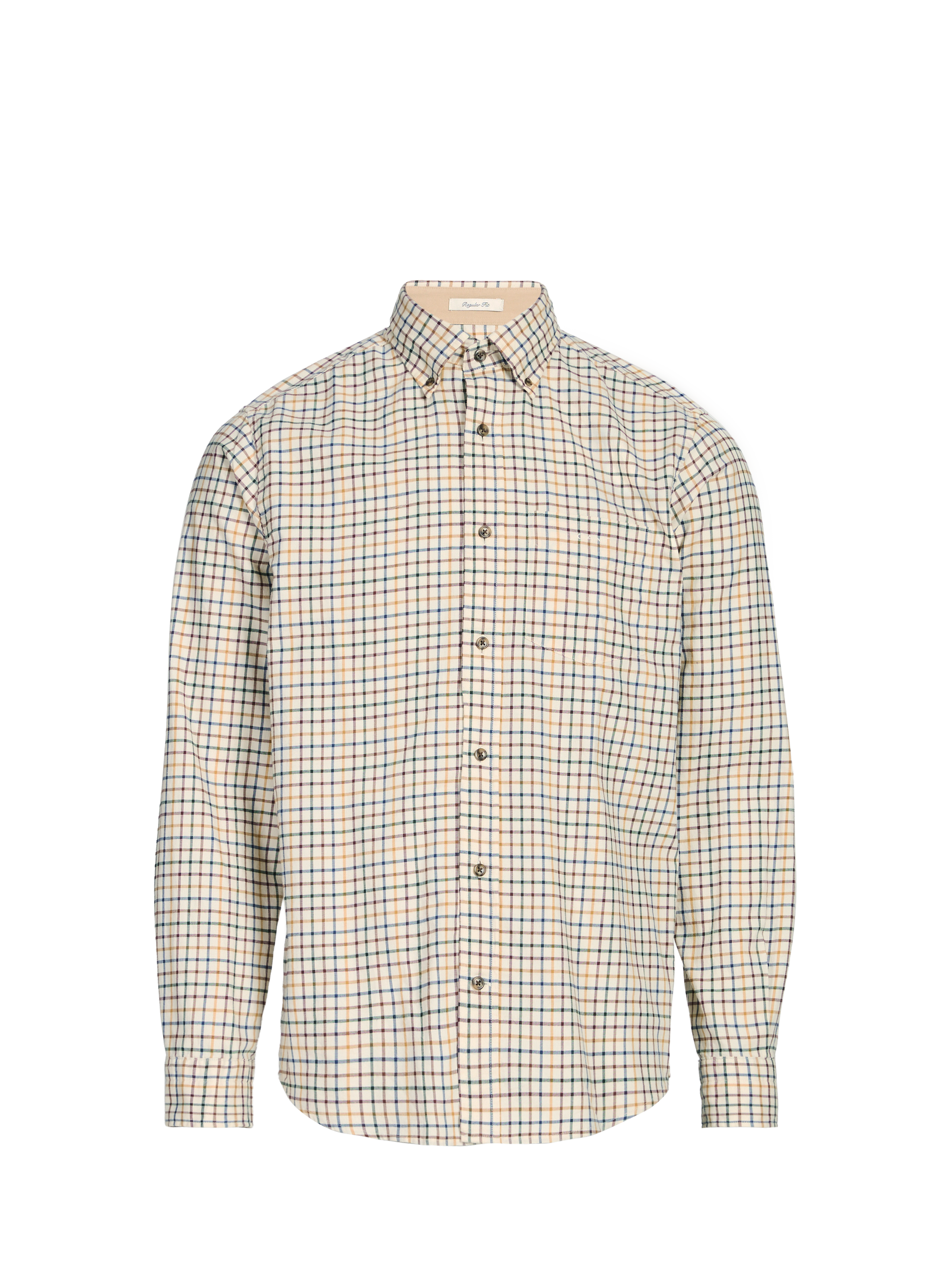 Chemise droite à carreaux en coton GANT Marron