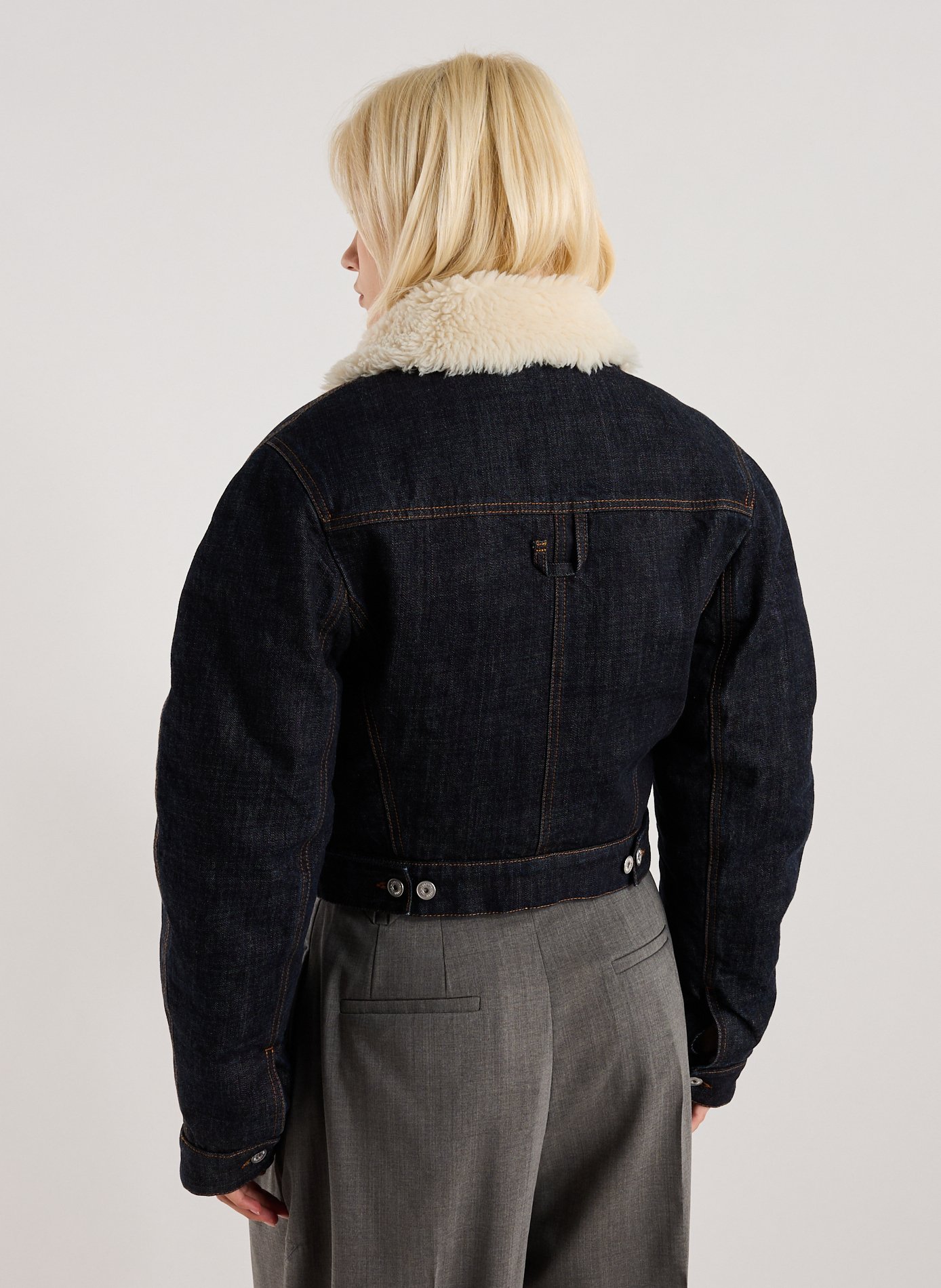 Classic collar cropped cotton jacket JACQUEMUS Blue