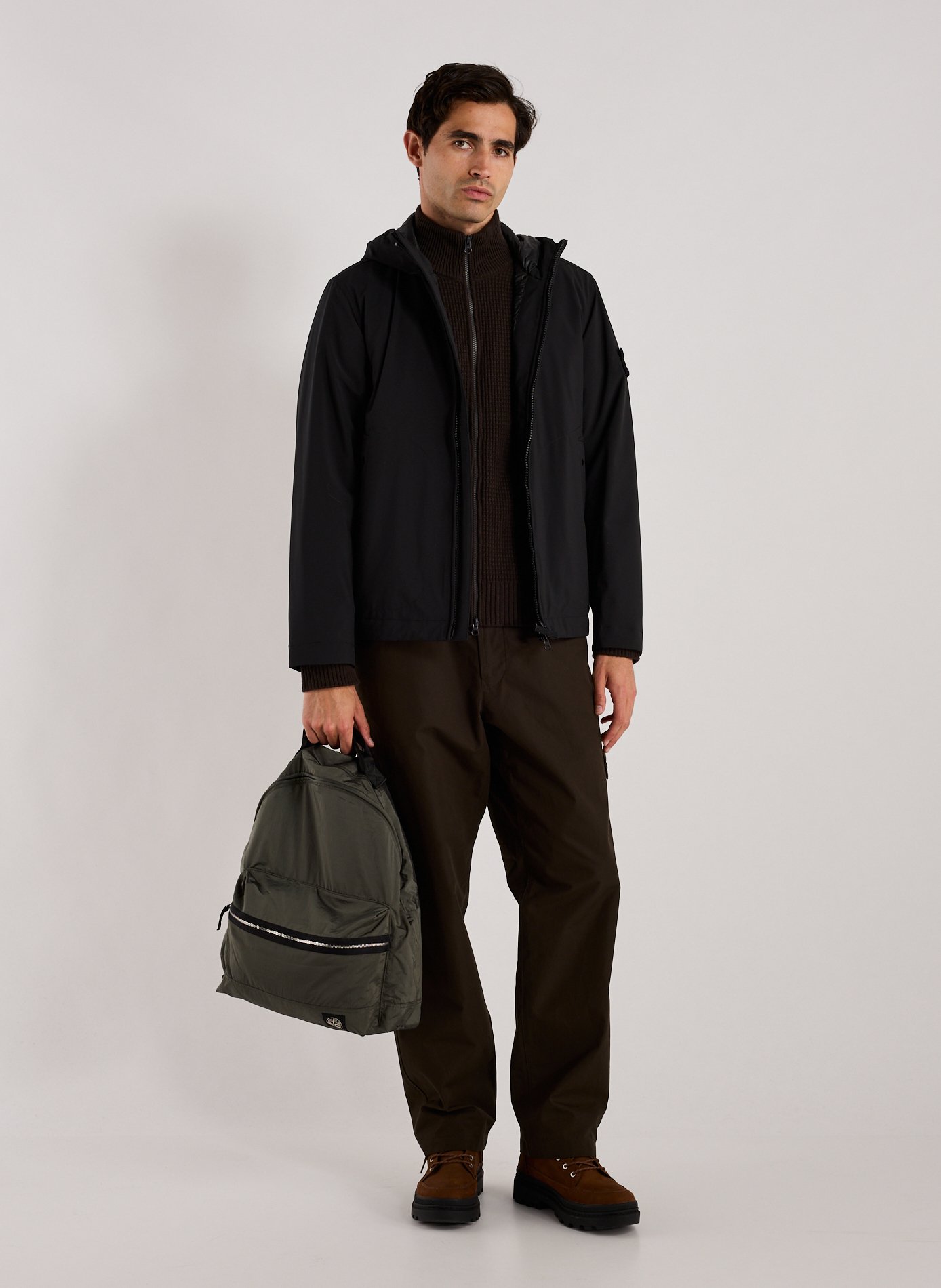 Straight-fit jacket with hood  STONE ISLAND Black