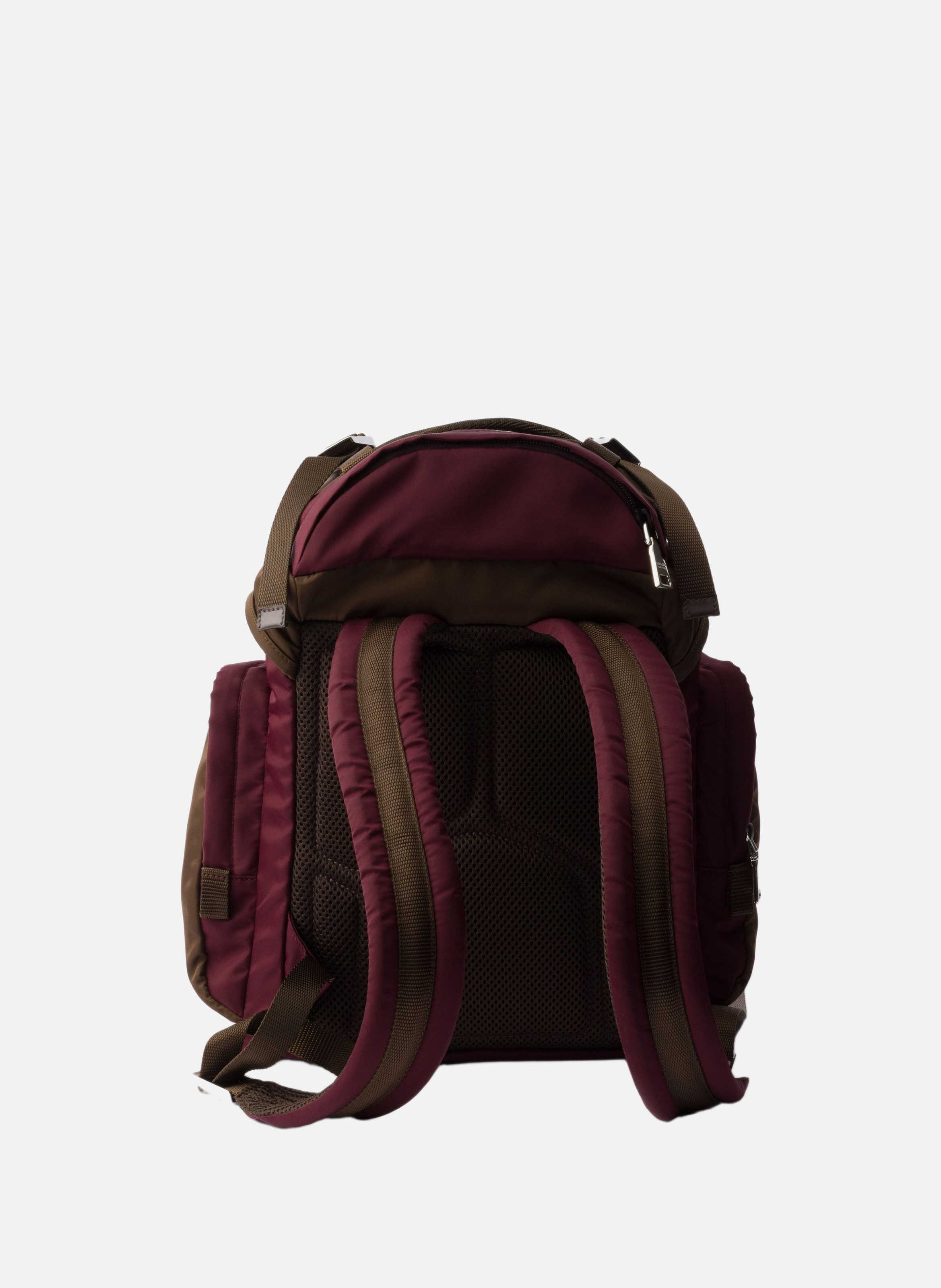 Sac à dos en re-nylon et cuir PRADA Rouge