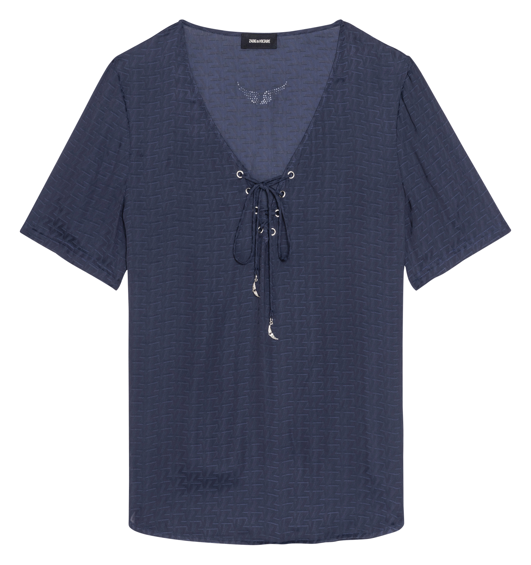 Top à décolleté lacé en satin terzo ZADIG&VOLTAIRE Bleu