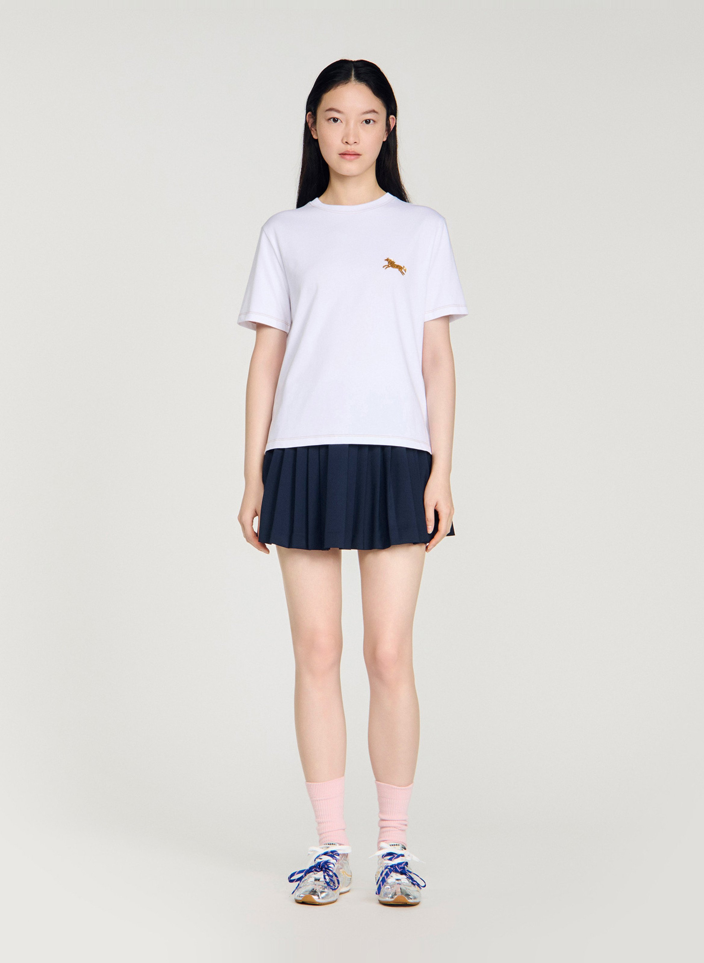 Tee-shirt col rond en coton Blanc