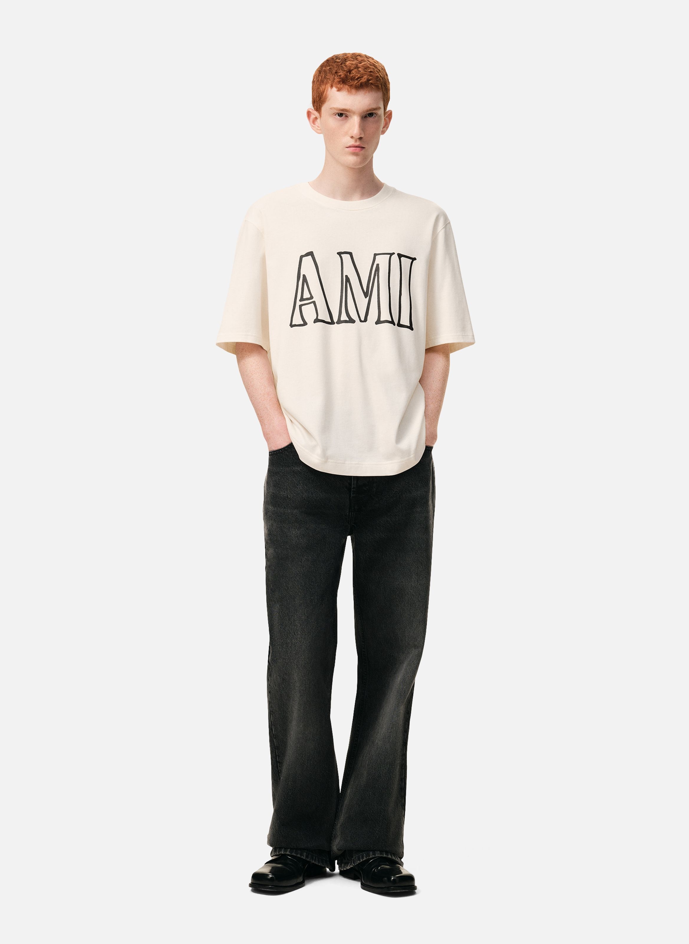 T-shirt imprimé ami paris unisexe en coton AMI PARIS Blanc