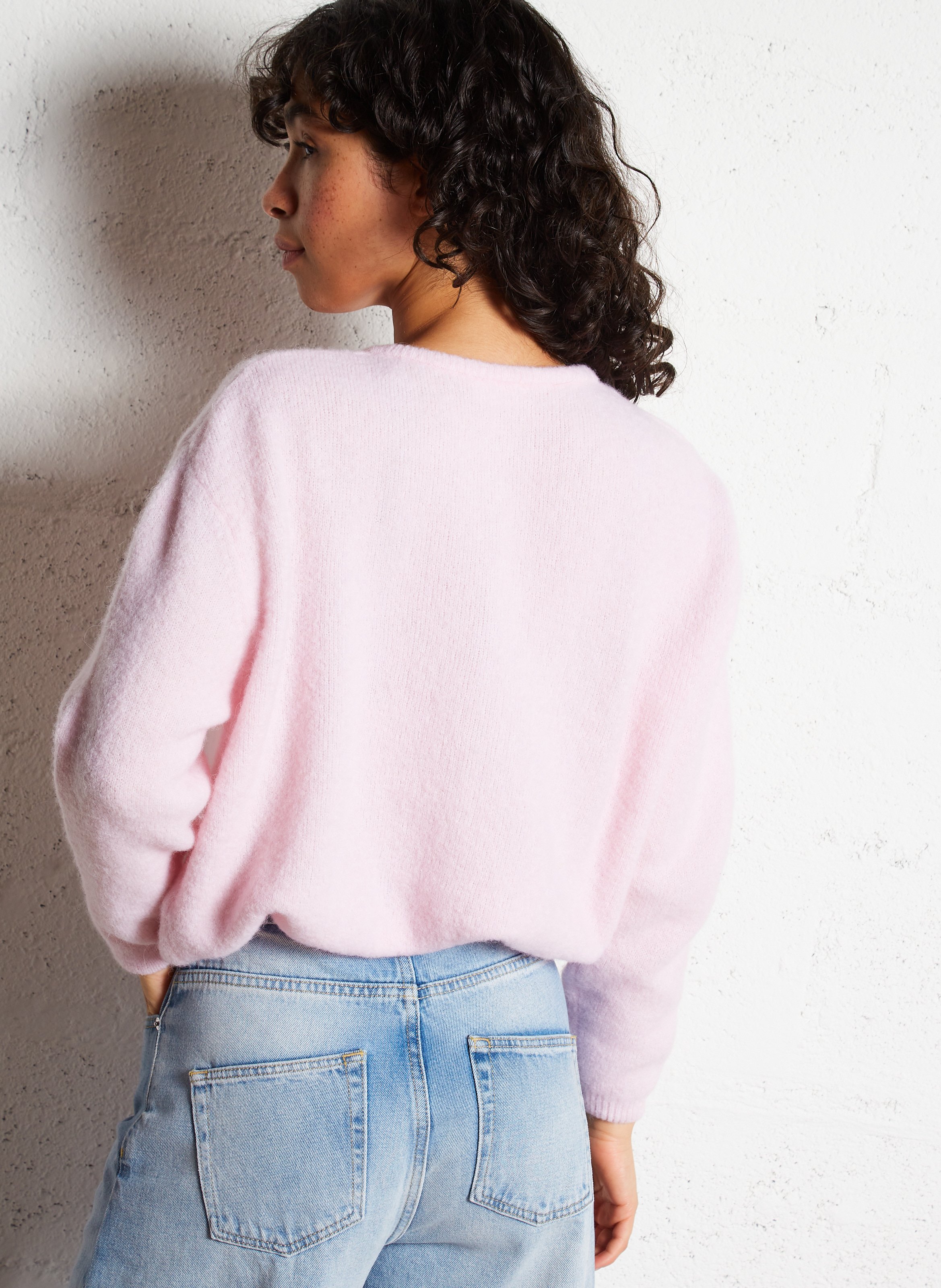 Gilet ample col rond en laine mélangée vitow AMERICAN VINTAGE Rose