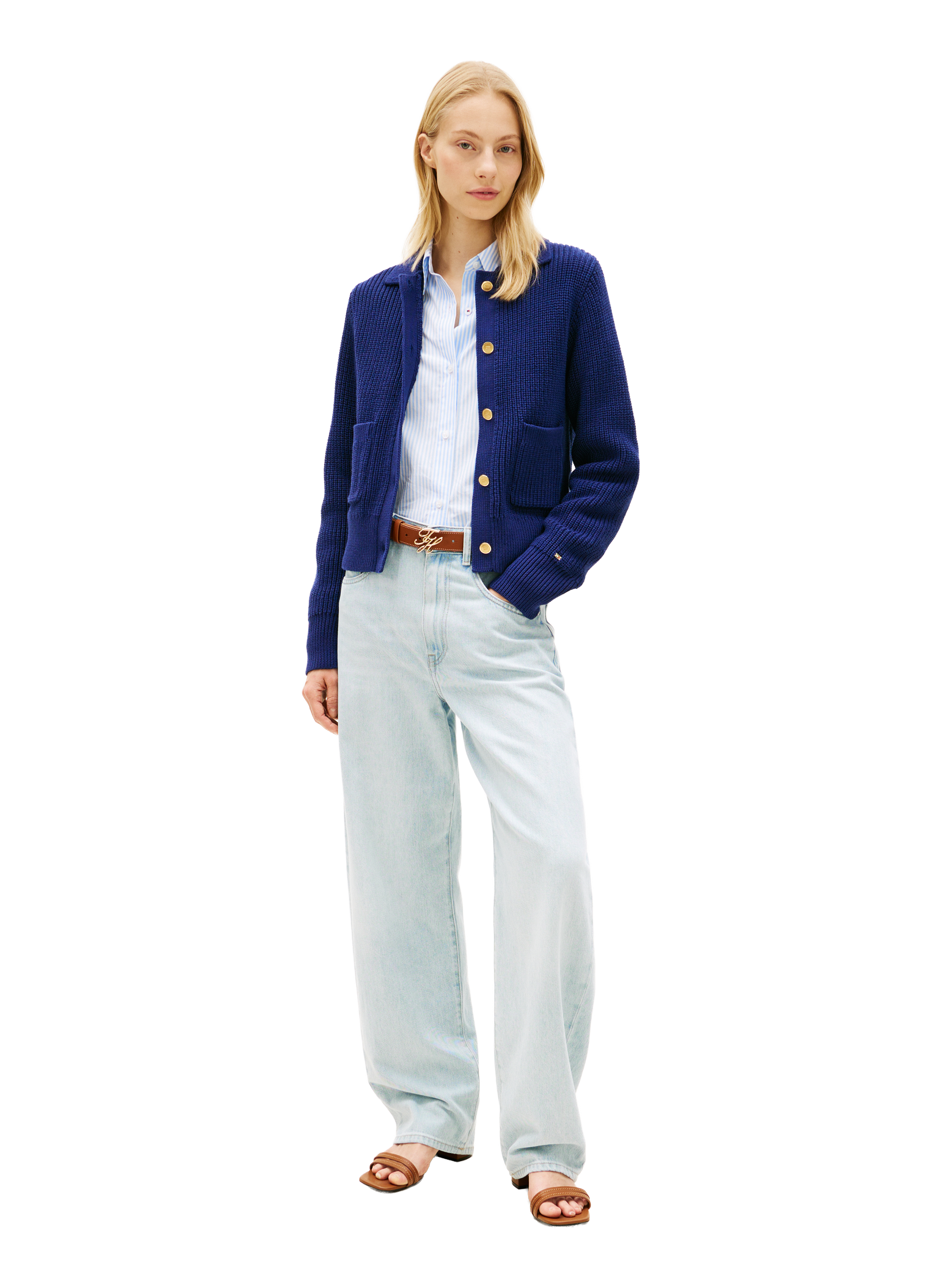 Ribbed cotton cardigan TOMMY HILFIGER Blue