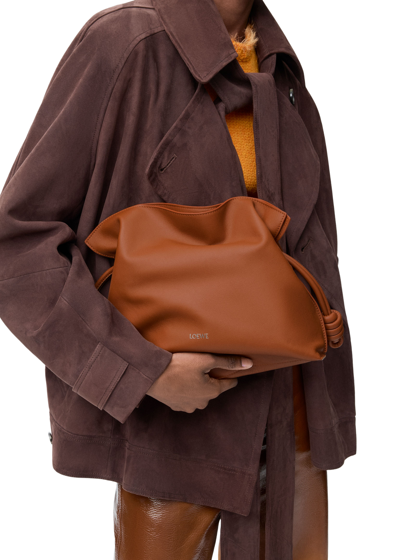 Flamenco clutch moyen en cuir de veau nappa LOEWE Beige