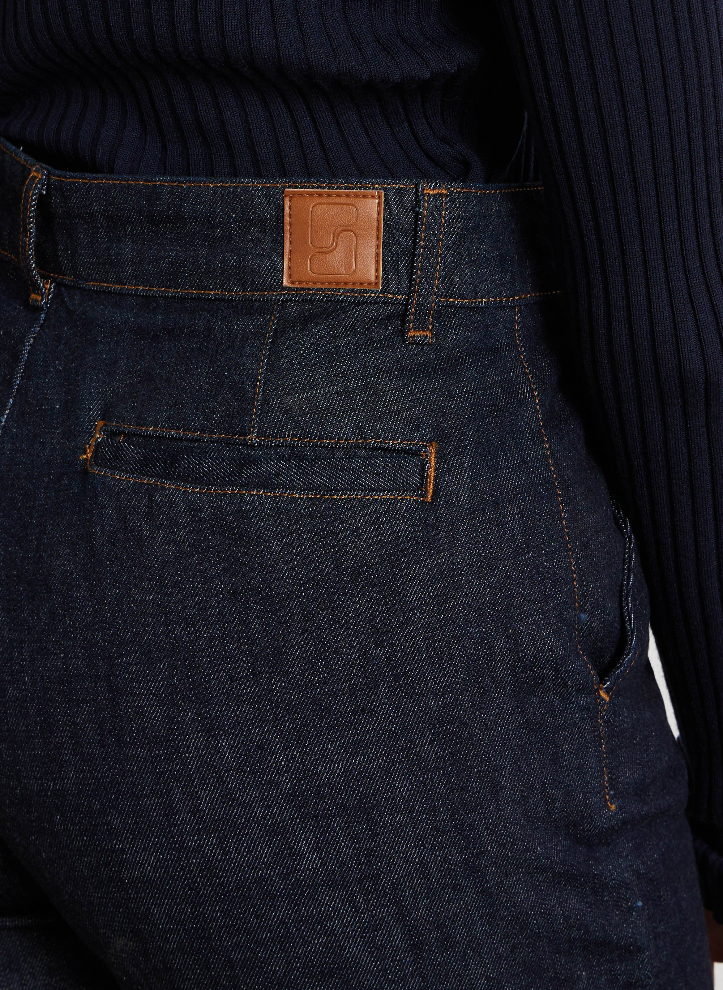 Pantalon droit taille haute denim brut California SOEUR Bleu