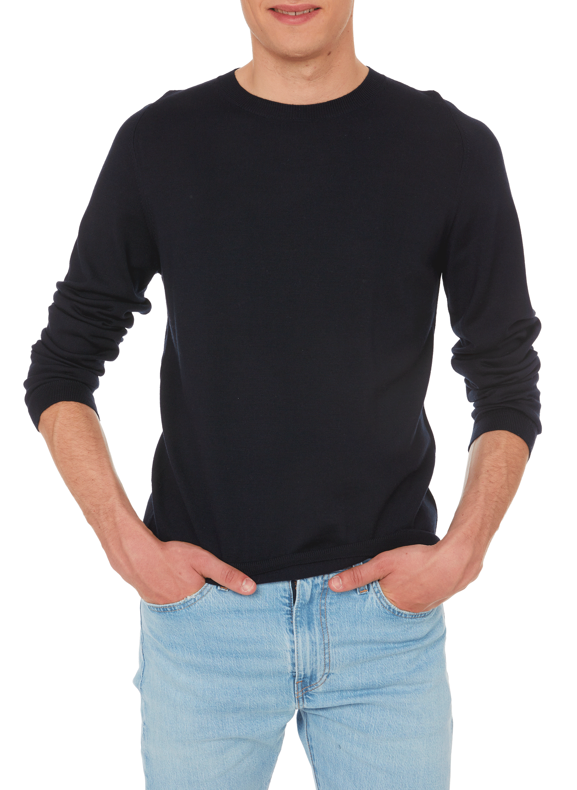 Pull en laine mérinos AU PRINTEMPS PARIS Bleu