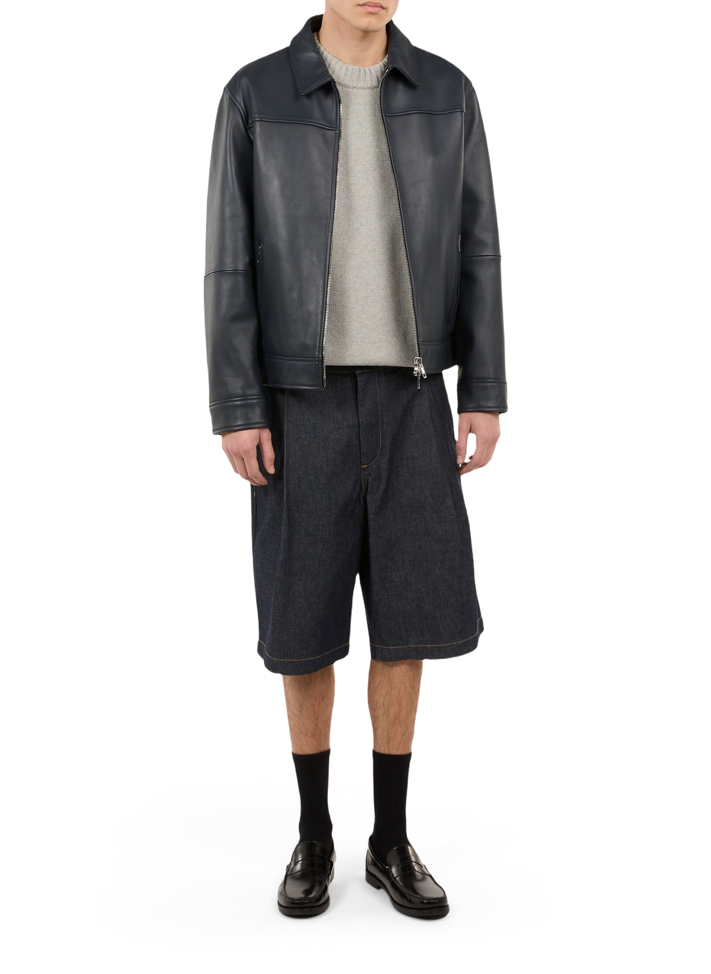 Fool leather jacket SAISON 1865 Blue