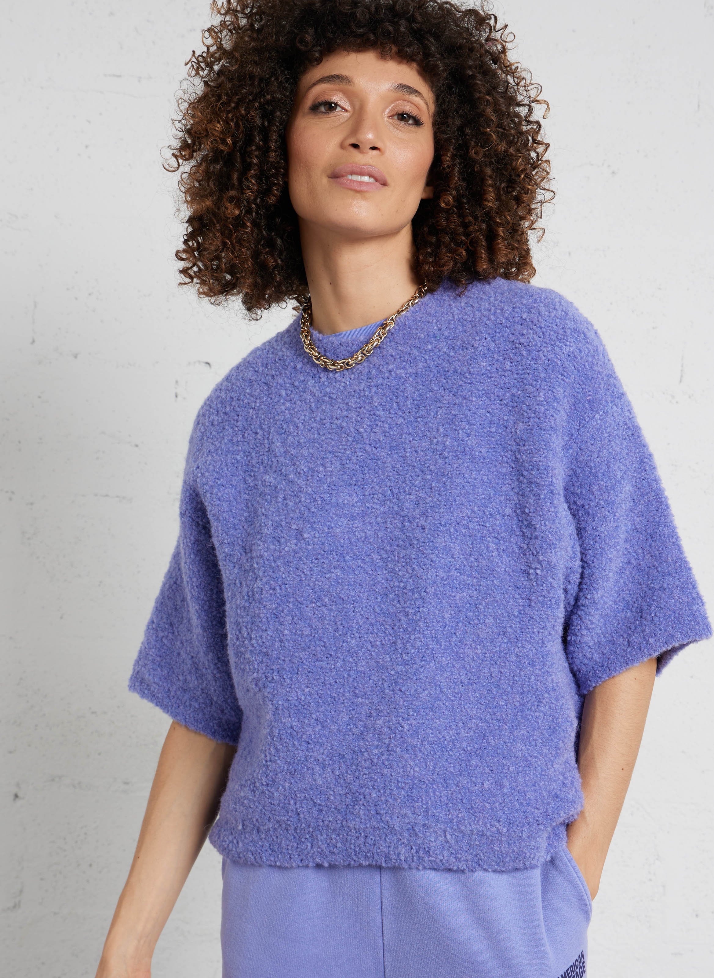 Pull oversize col rond en laine mélangée zolly AMERICAN VINTAGE Bleu