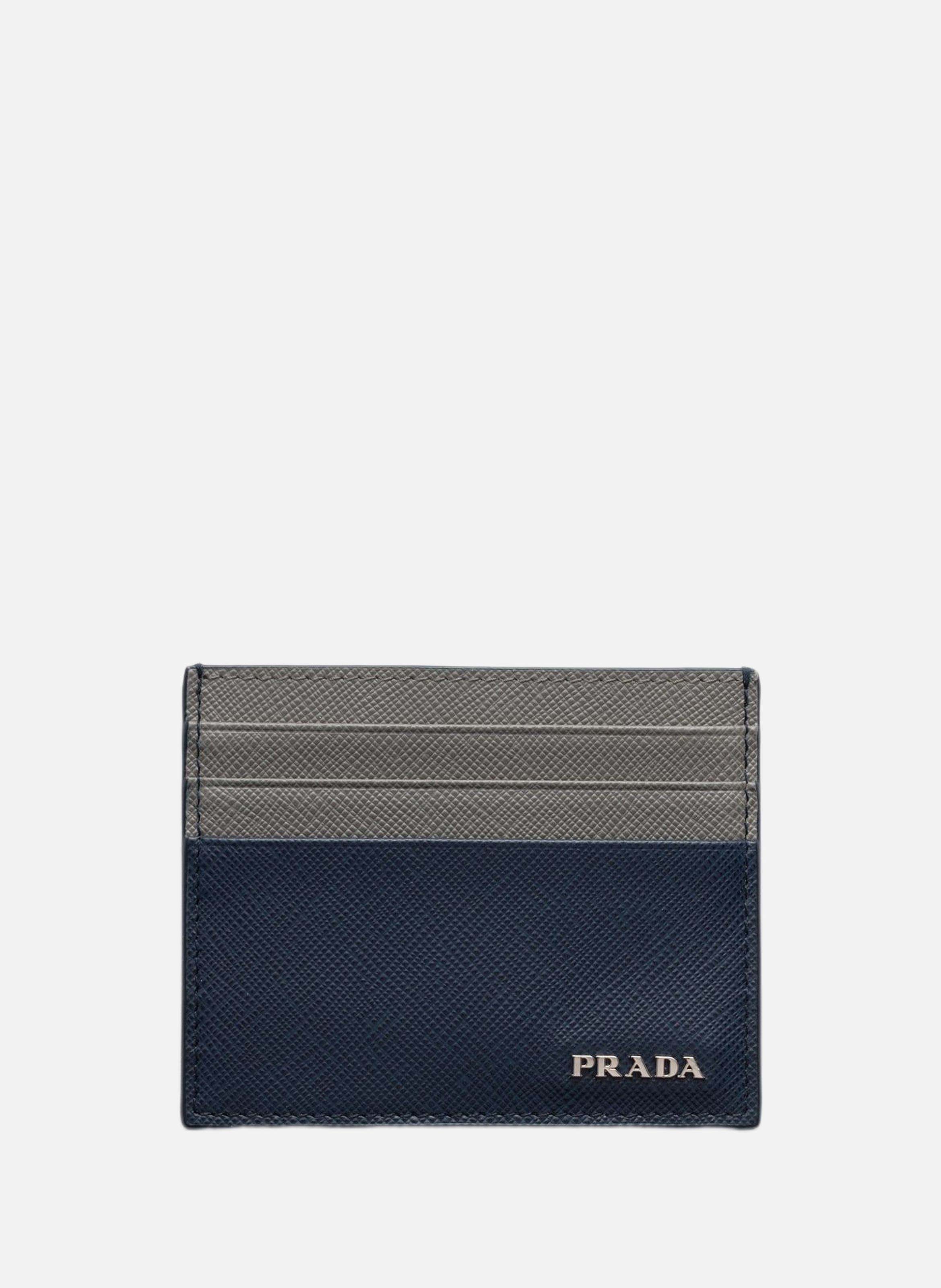 Porte-cartes en cuir saffiano PRADA Bleu
