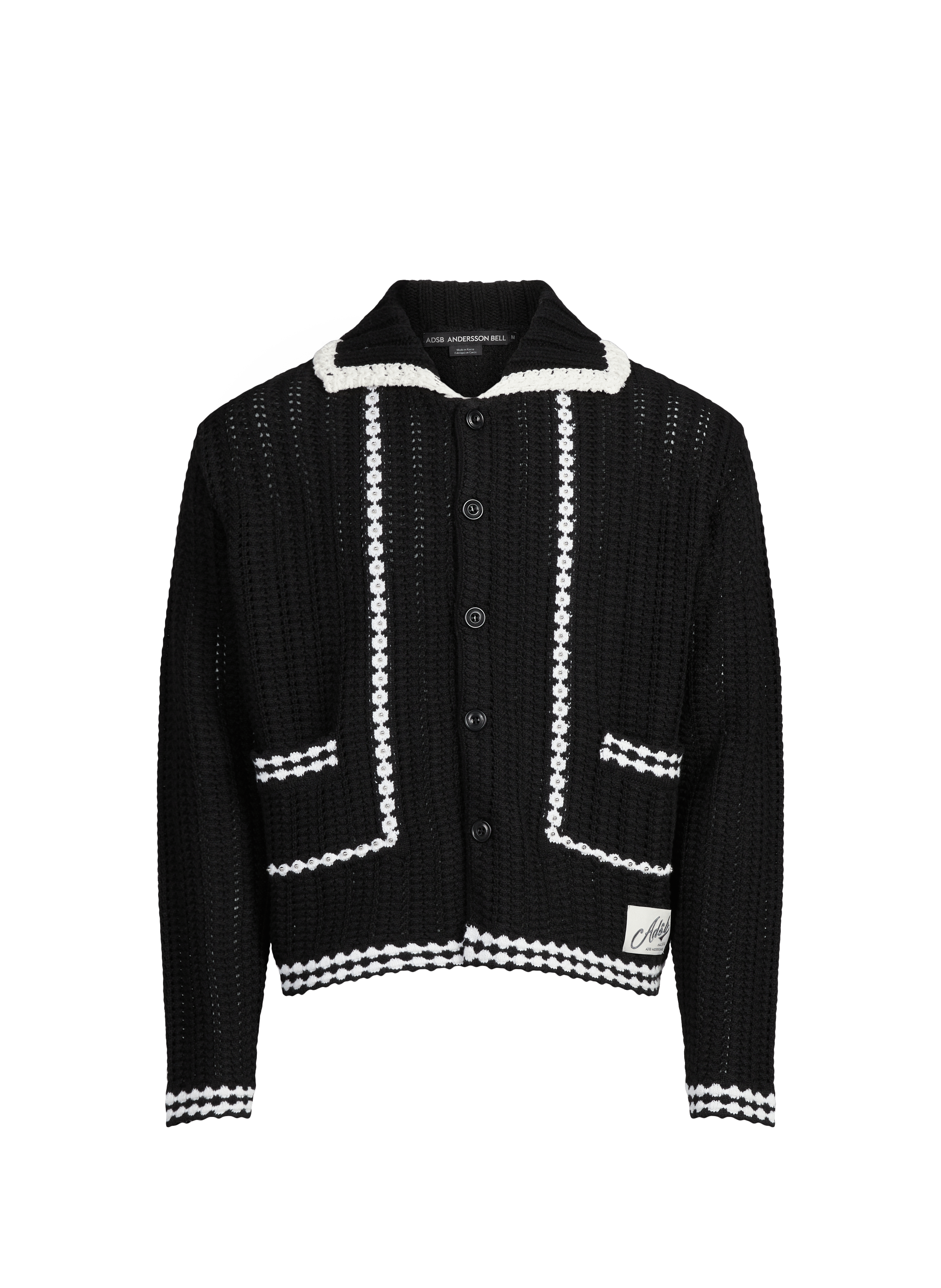 Mixed wool and cotton knit cardigan ANDERSSON BELL Black