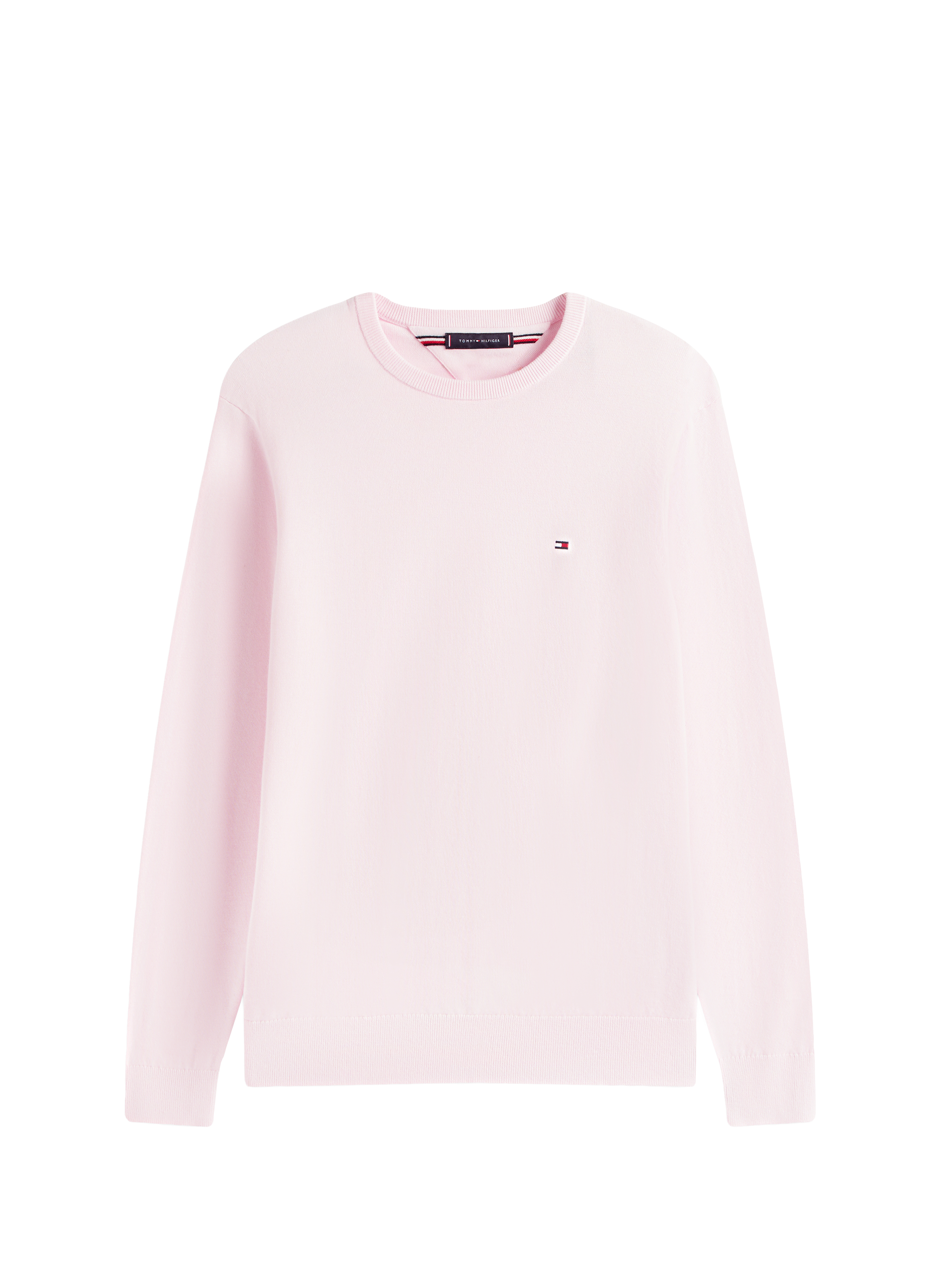 Cotton sweater with embroidered flag  Pink lily