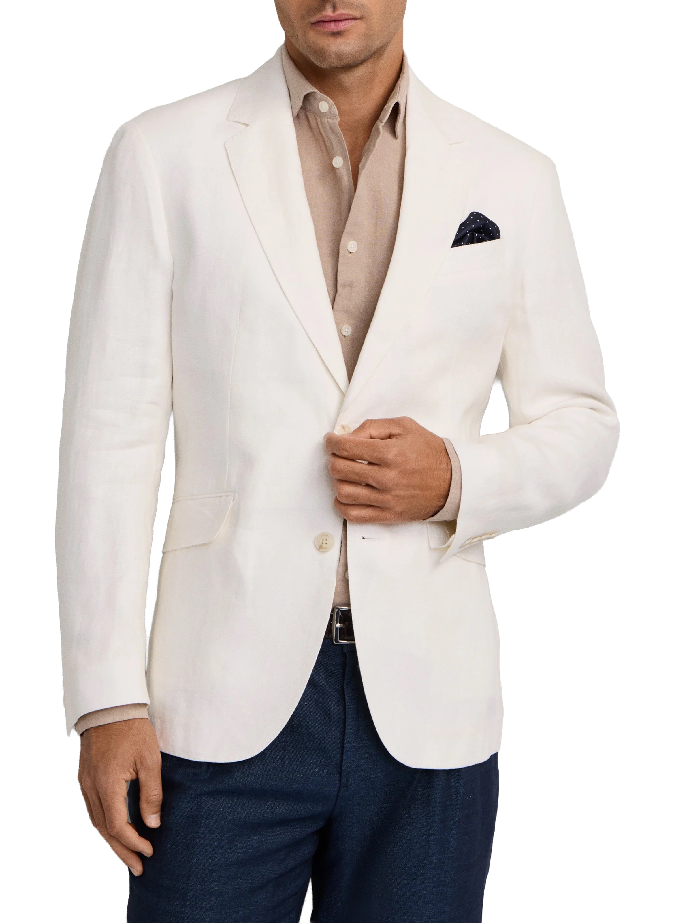 Fitted linen jacket HACKETT White