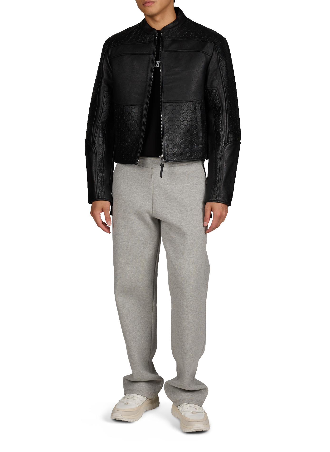 Veste en cuir col rond DAILY PAPER Noir