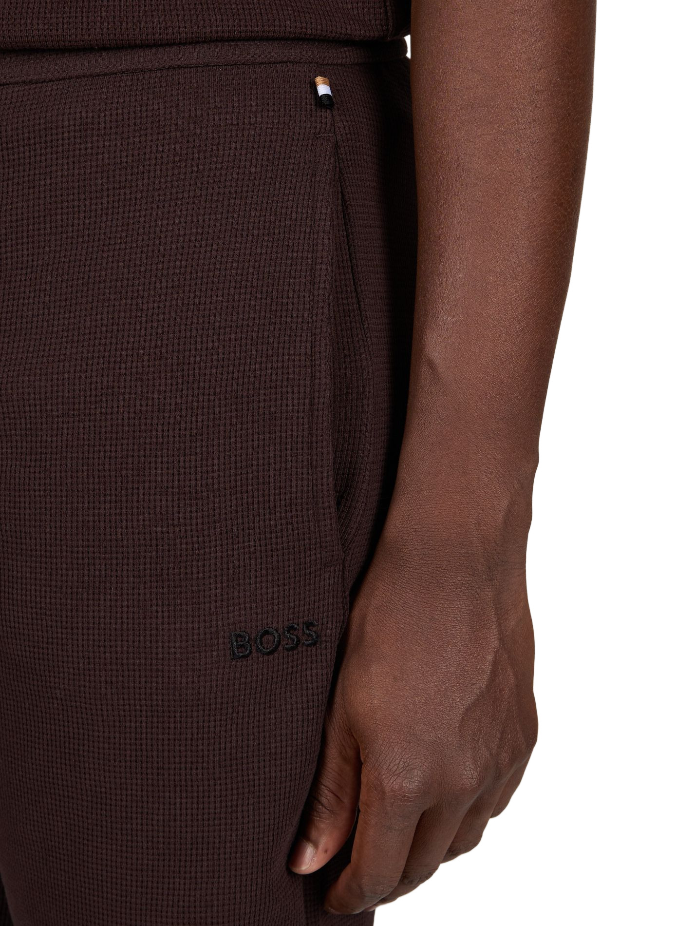 Short droit en coton piqué mélangé BOSS Marron