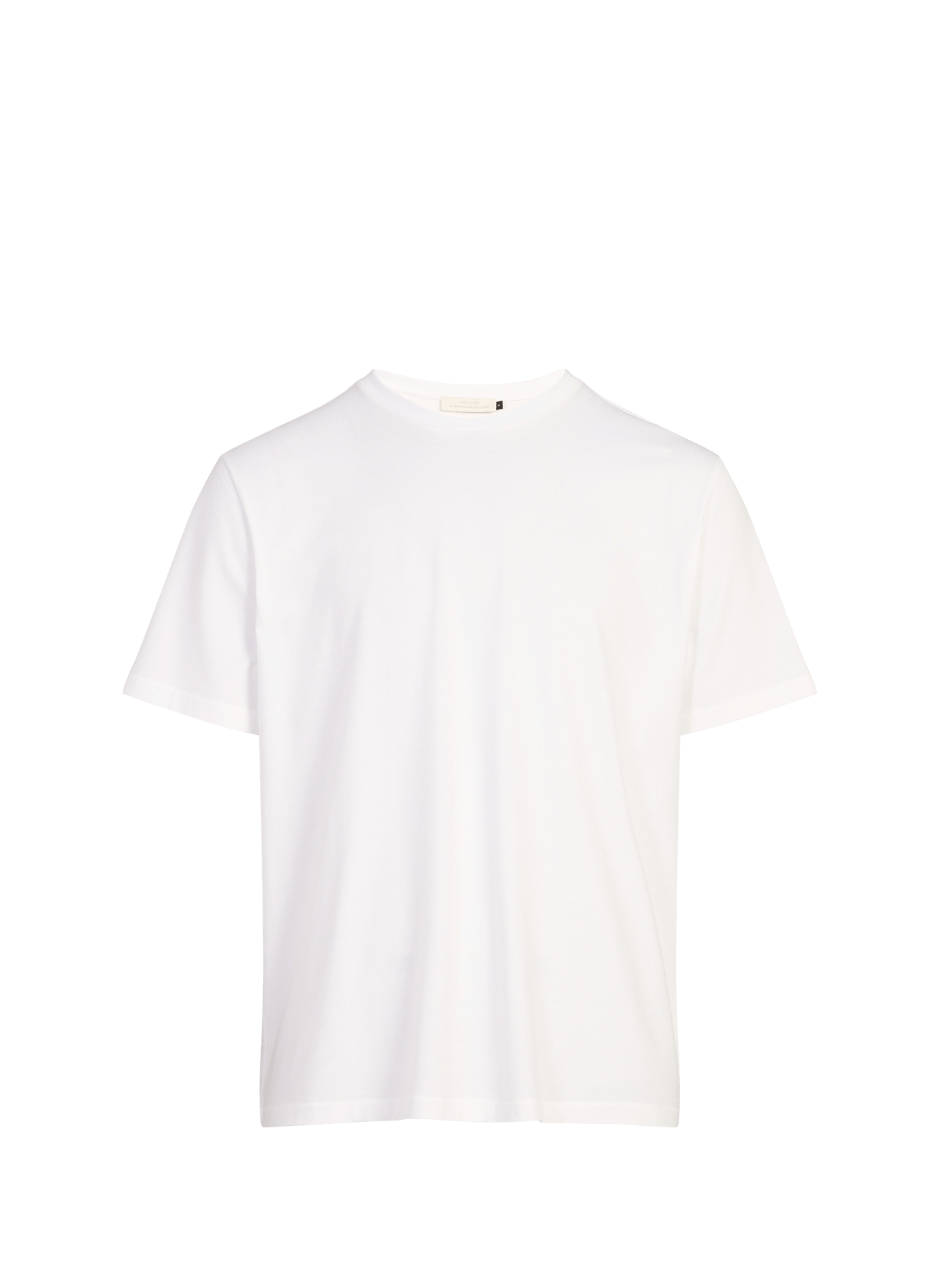 T-shirt uni à col rond en coton AMOMENTO Blanc